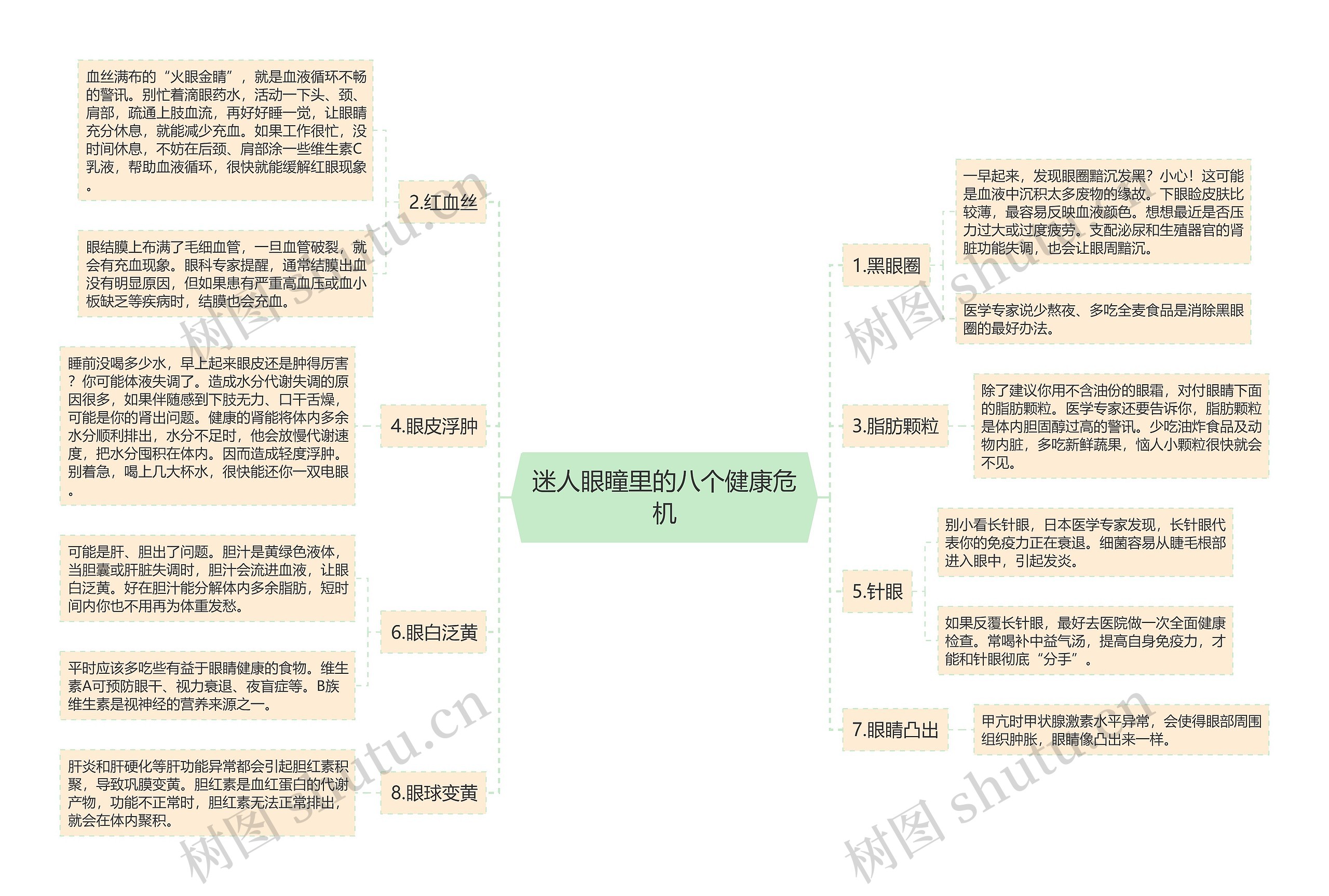 迷人眼瞳里的八个健康危机思维导图