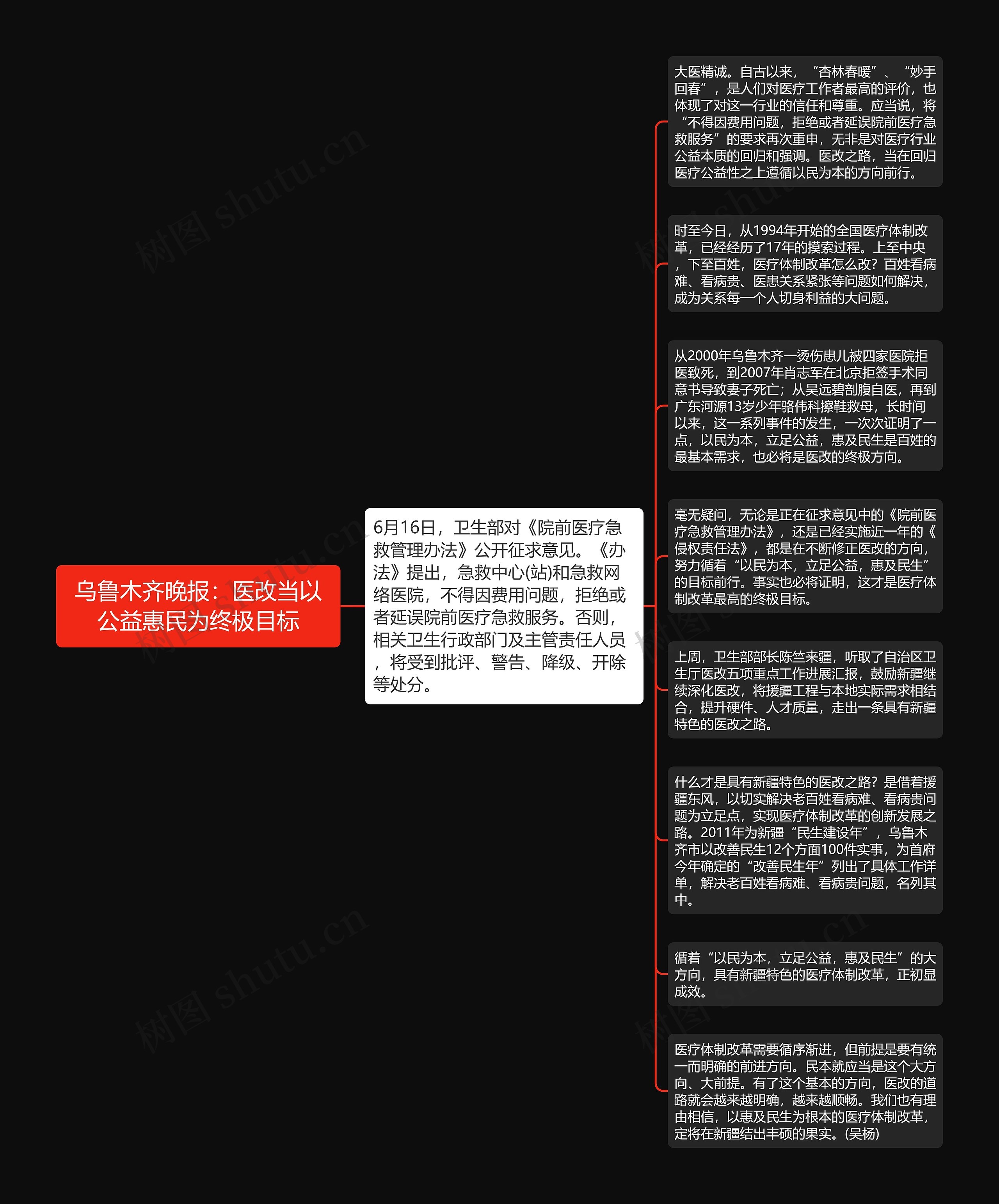 乌鲁木齐晚报：医改当以公益惠民为终极目标思维导图