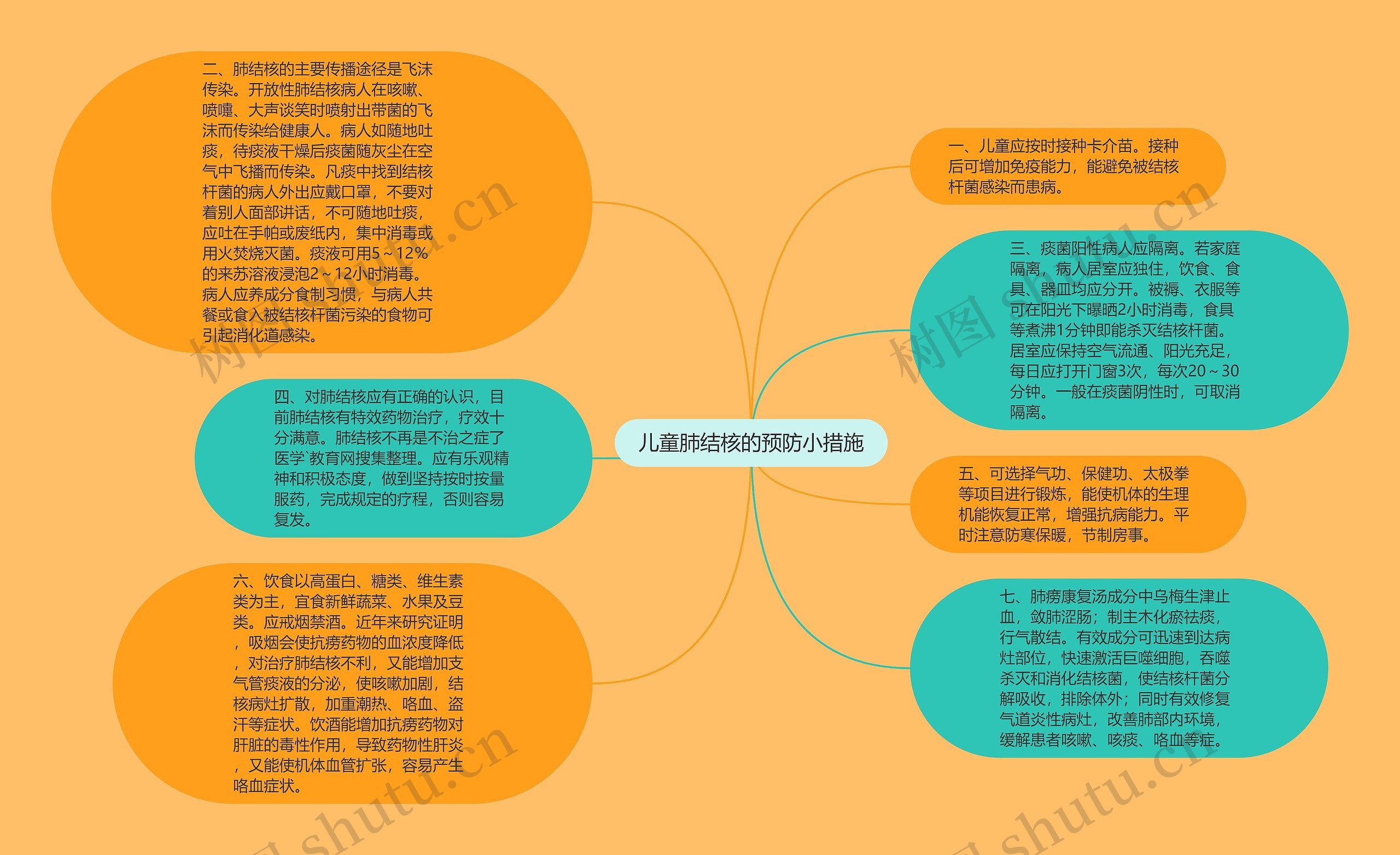 儿童肺结核的预防小措施思维导图