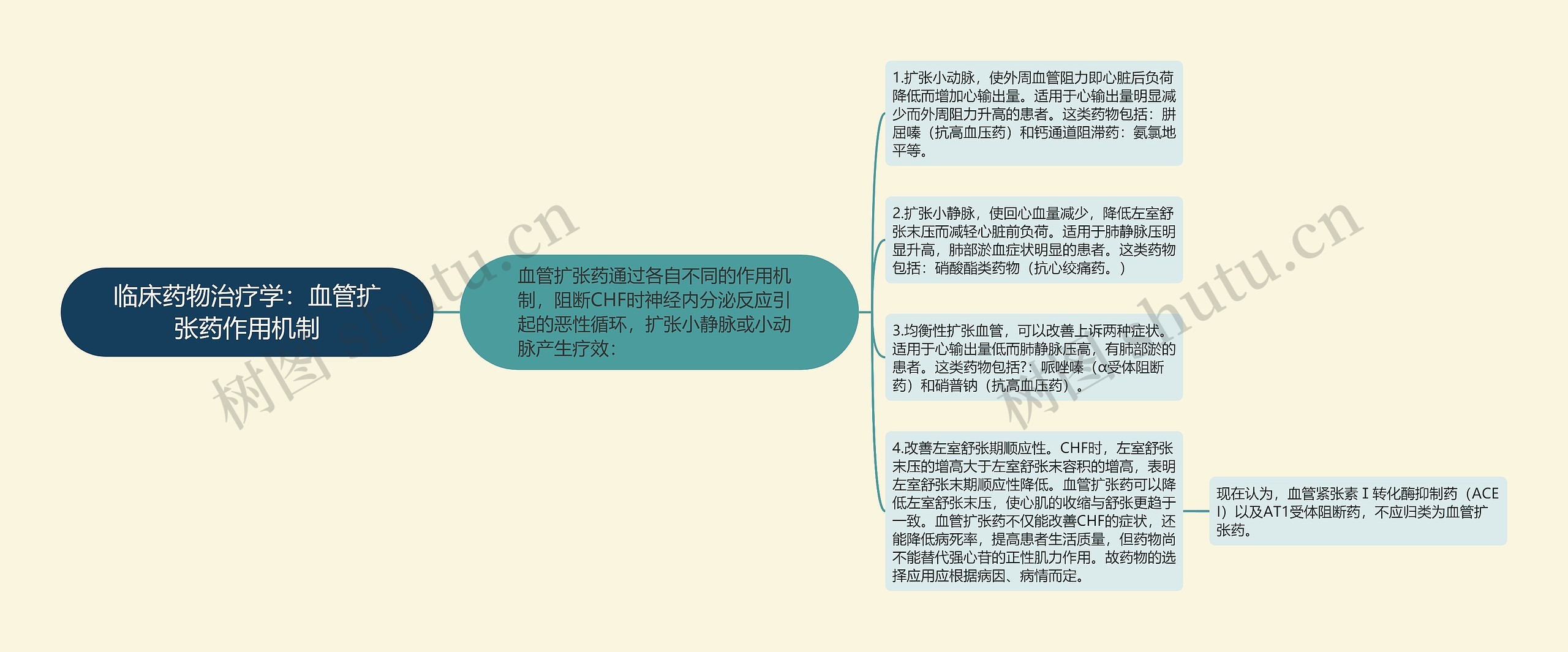 临床药物治疗学：血管扩张药作用机制思维导图