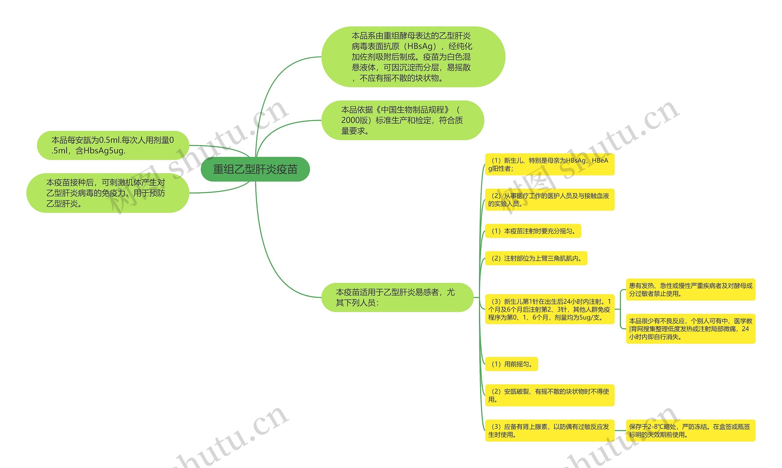 重组乙型肝炎疫苗思维导图