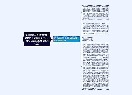 87.目前药品价格是怎样形成的？主要弊端是什么？《深化医药卫生体制改革问答》