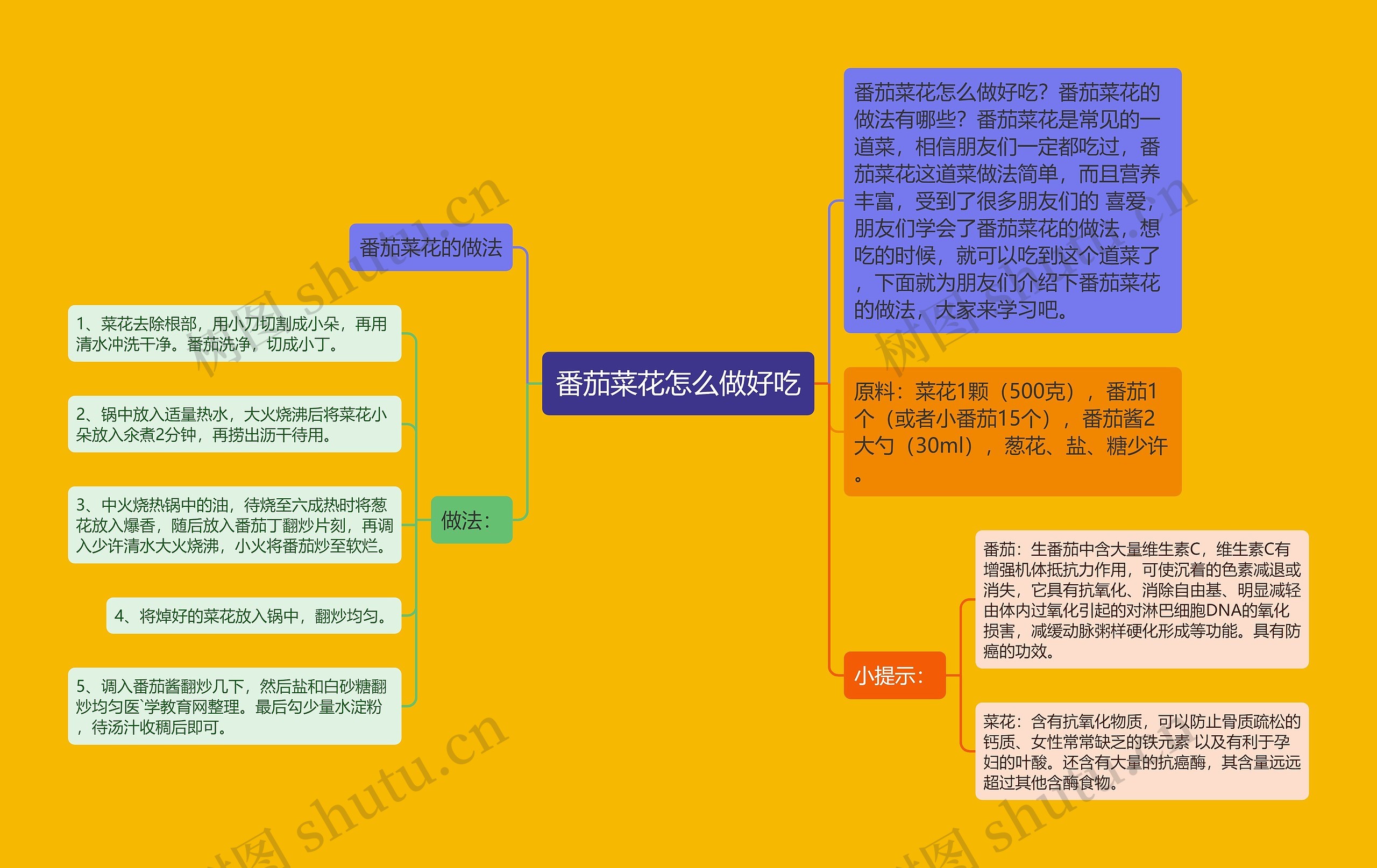 番茄菜花怎么做好吃思维导图