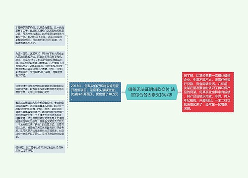 借条无法证明借款交付 法官综合各因素支持诉求