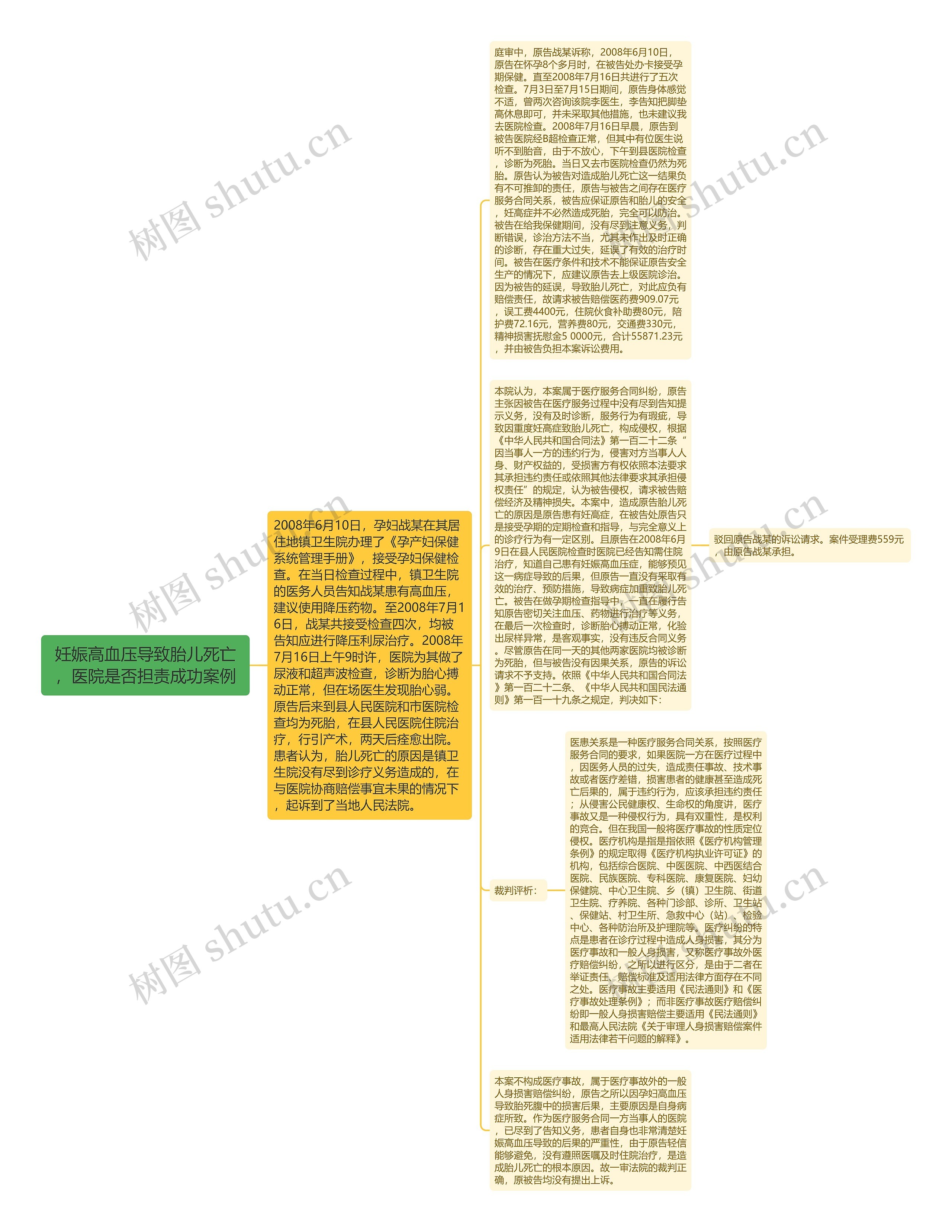 妊娠高血压导致胎儿死亡，医院是否担责成功案例思维导图