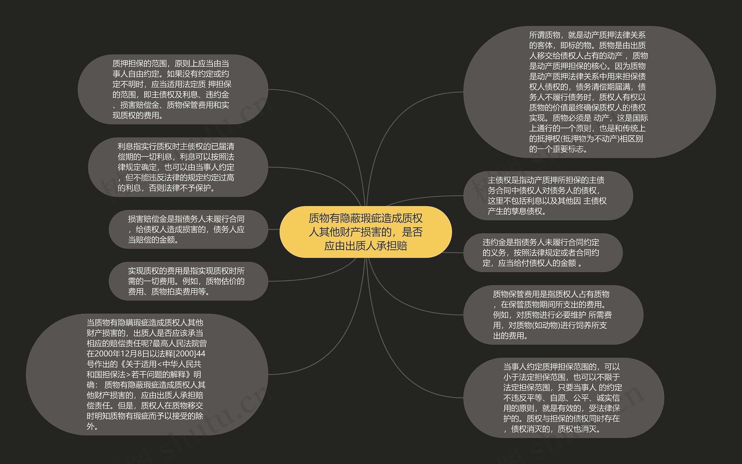 质物有隐蔽瑕疵造成质权人其他财产损害的，是否应由出质人承担赔思维导图