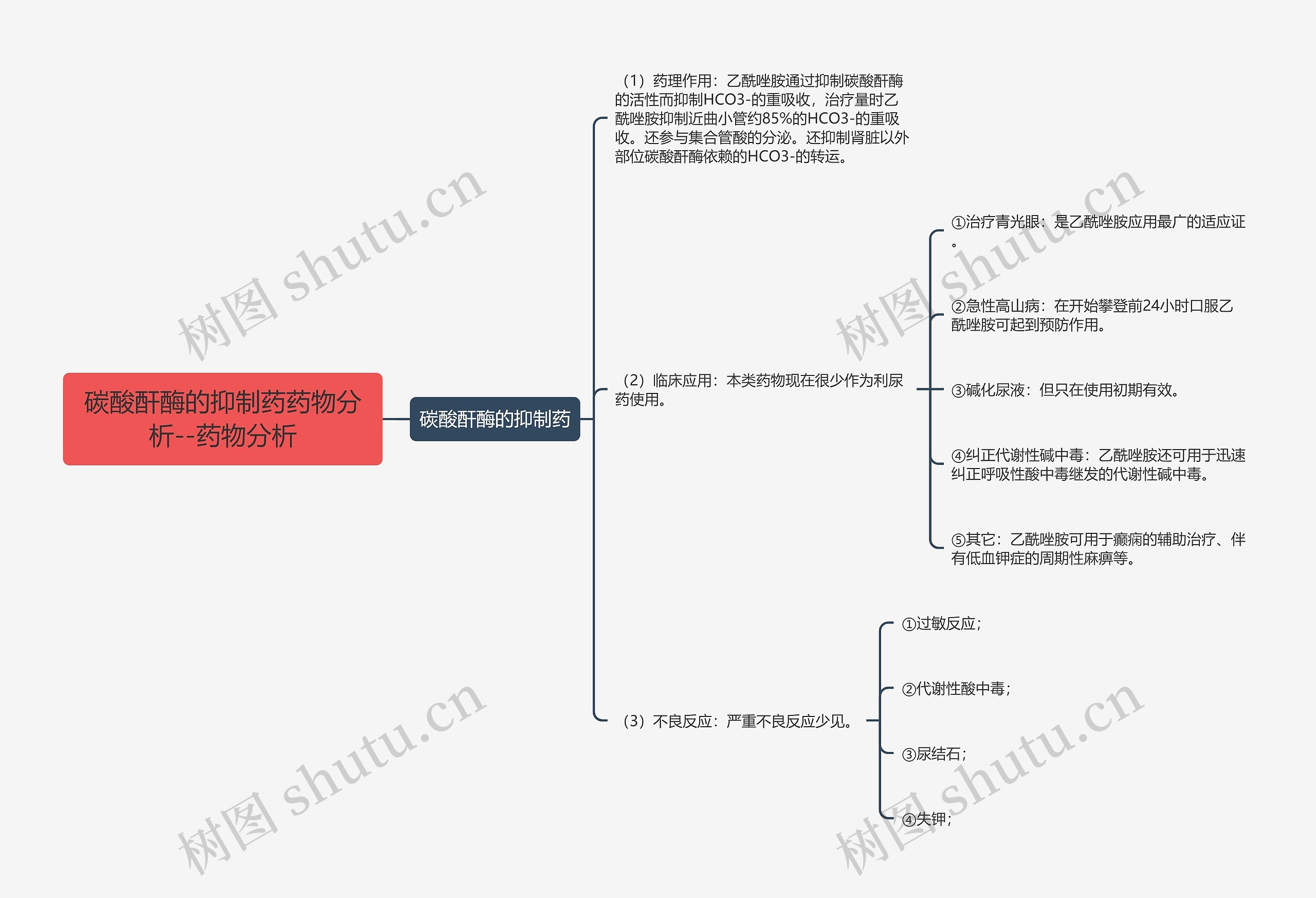 碳酸酐酶的抑制药药物分析--药物分析思维导图