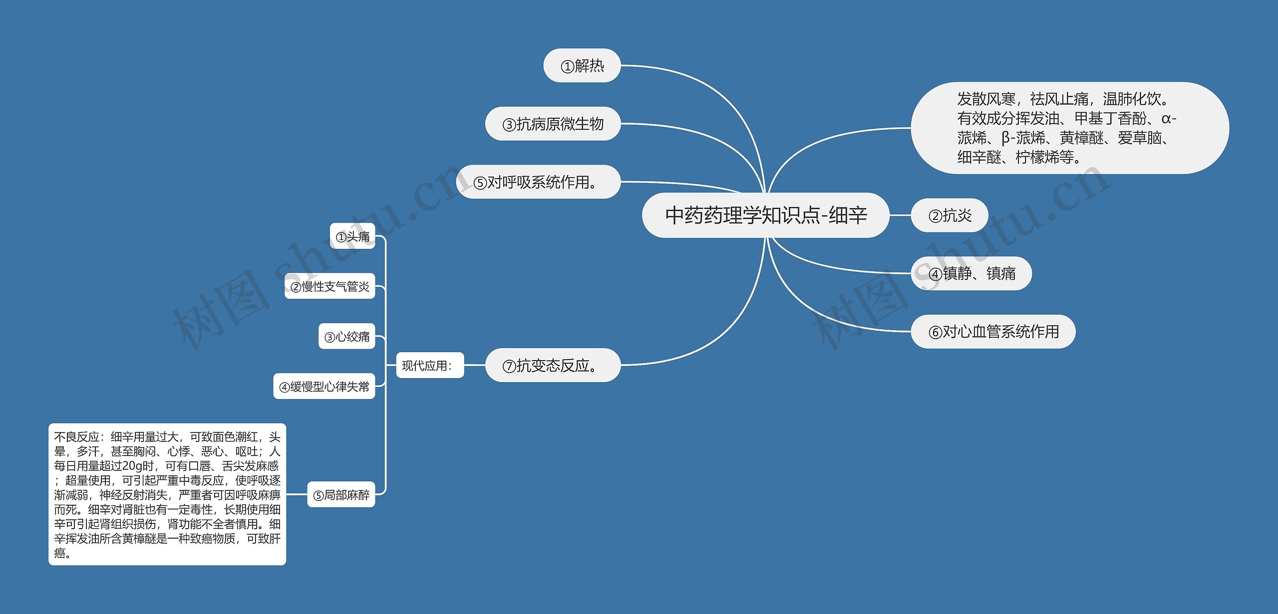 中药药理学知识点-细辛思维导图