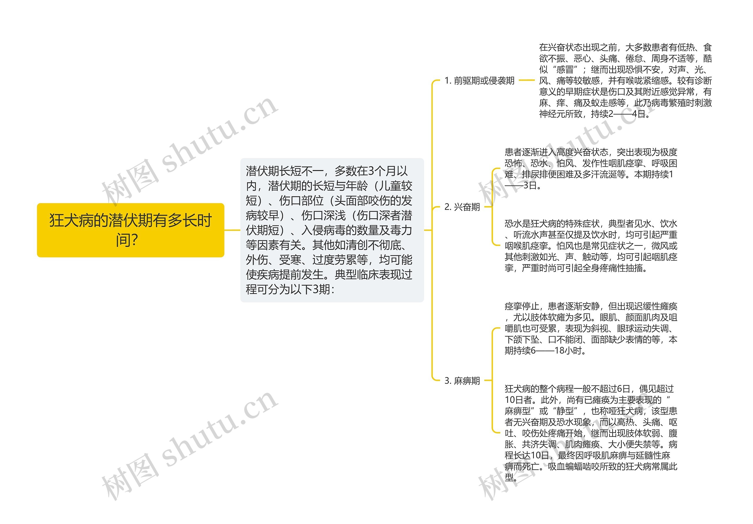 狂犬病的潜伏期有多长时间？思维导图