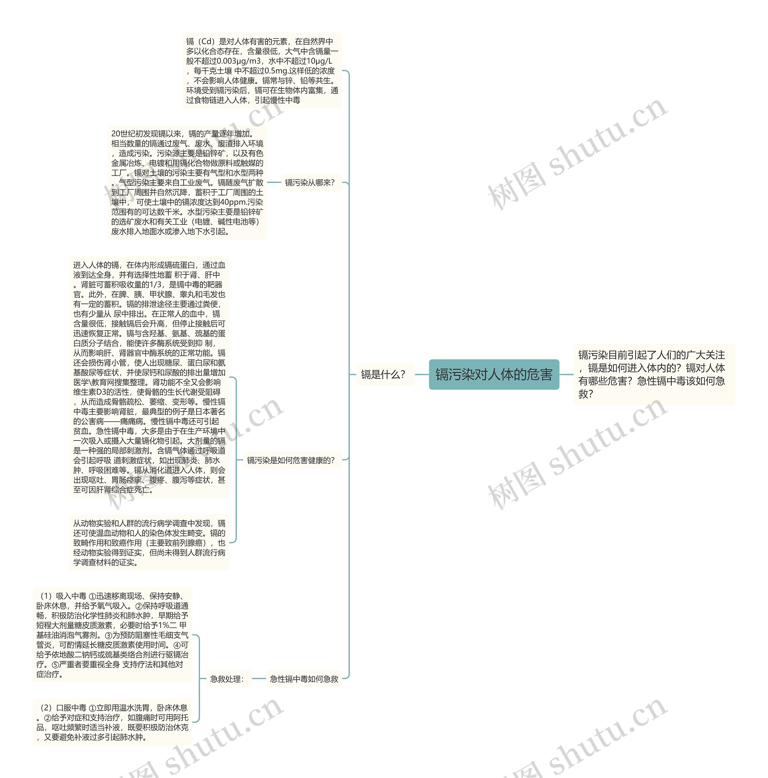 镉污染对人体的危害思维导图