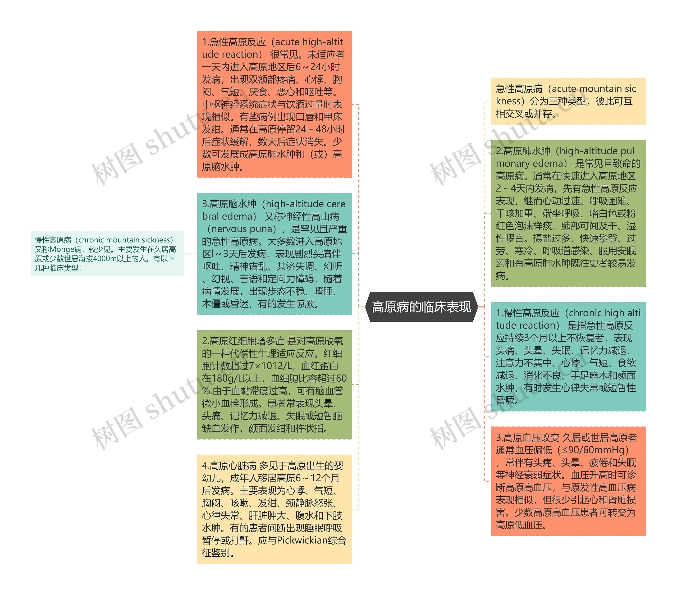 高原病的临床表现思维导图