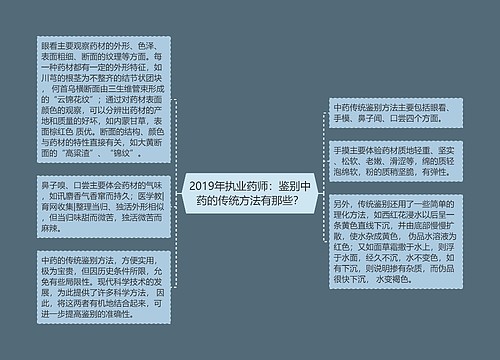 2019年执业药师：鉴别中药的传统方法有那些？