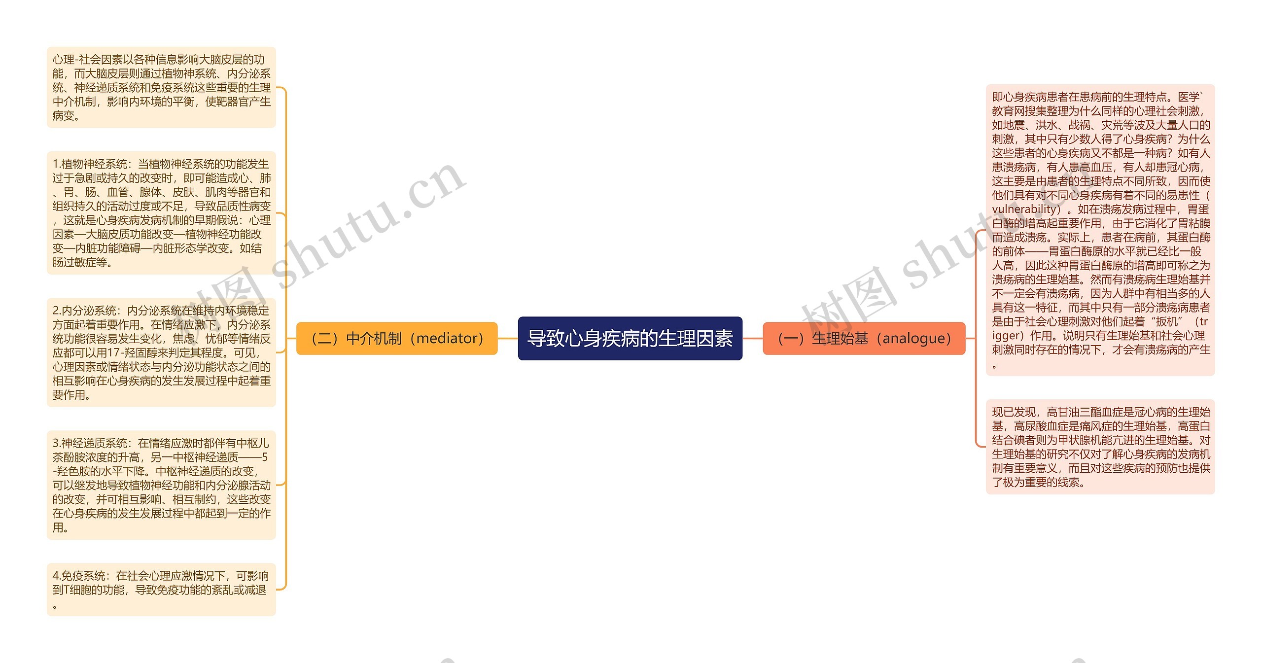 导致心身疾病的生理因素思维导图
