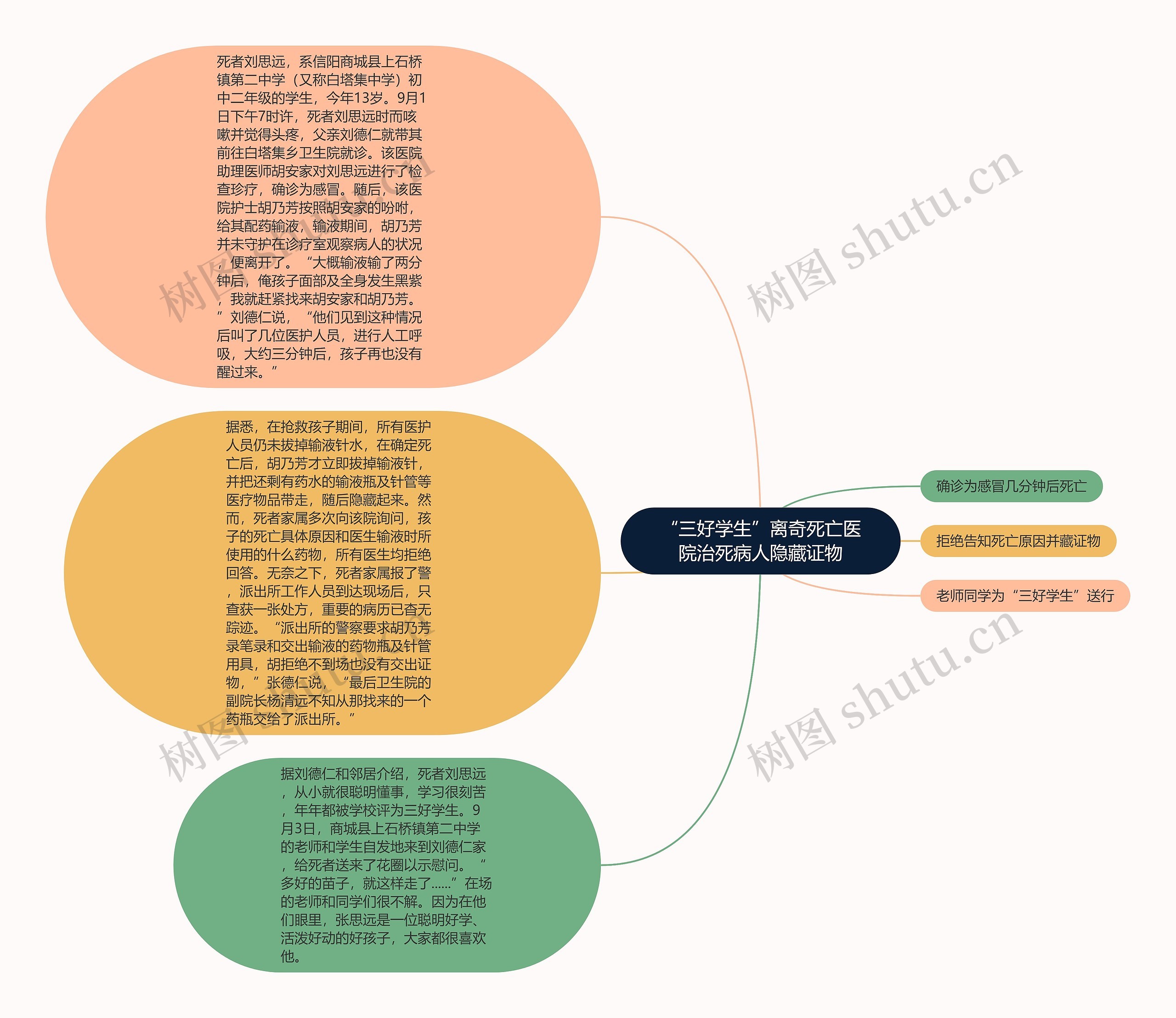 “三好学生”离奇死亡医院治死病人隐藏证物思维导图
