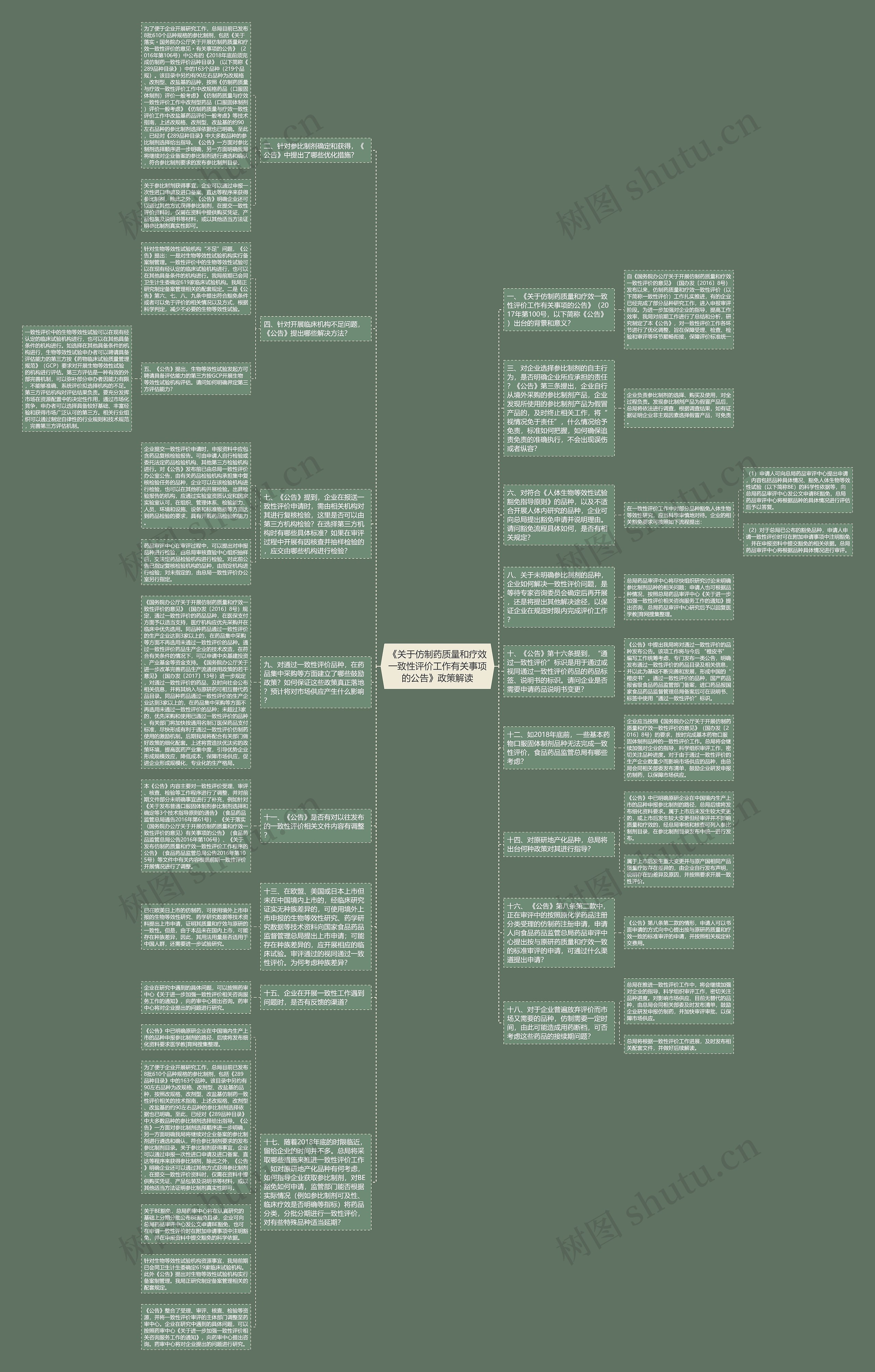 《关于仿制药质量和疗效一致性评价工作有关事项的公告》政策解读思维导图