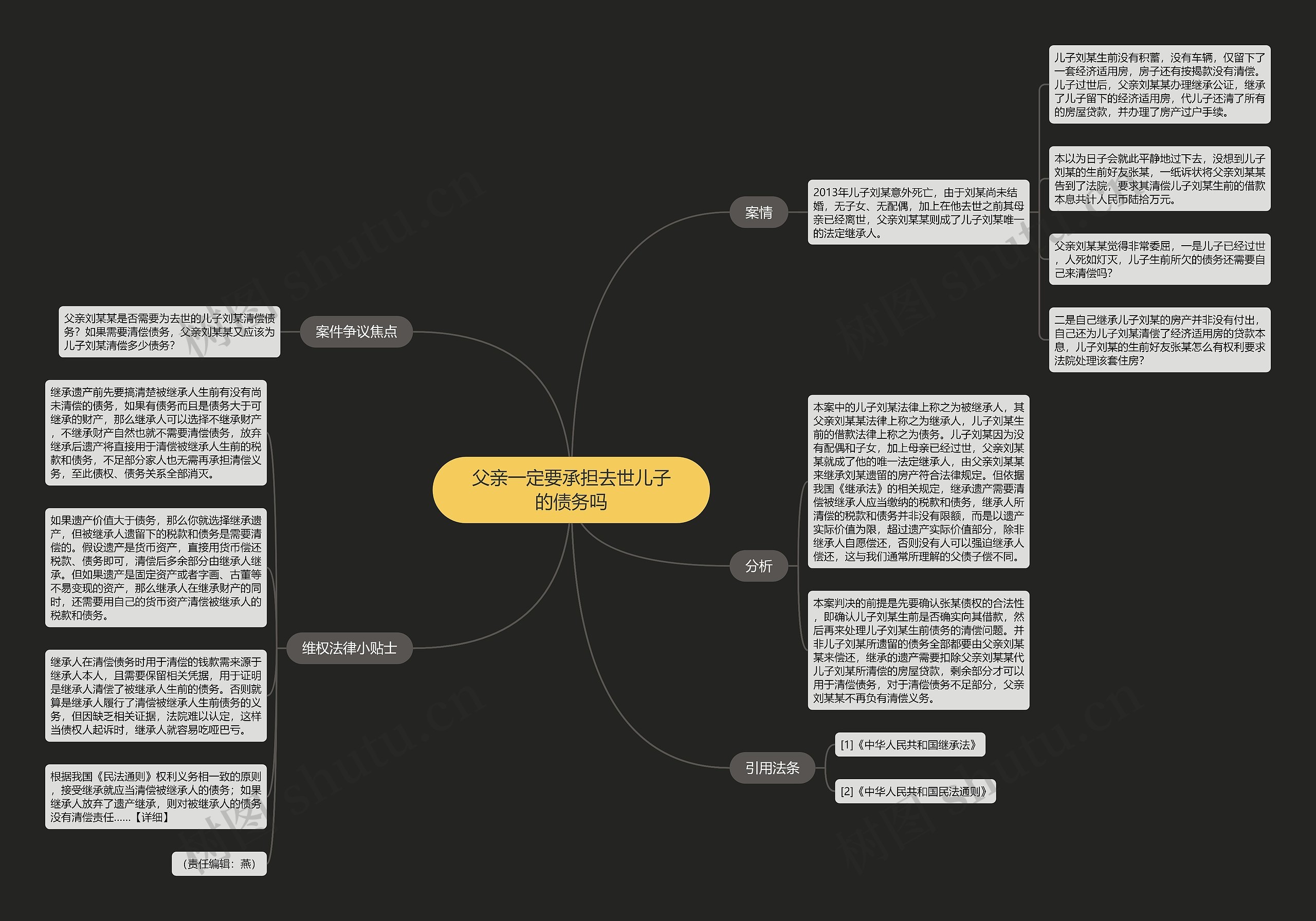 父亲一定要承担去世儿子的债务吗思维导图