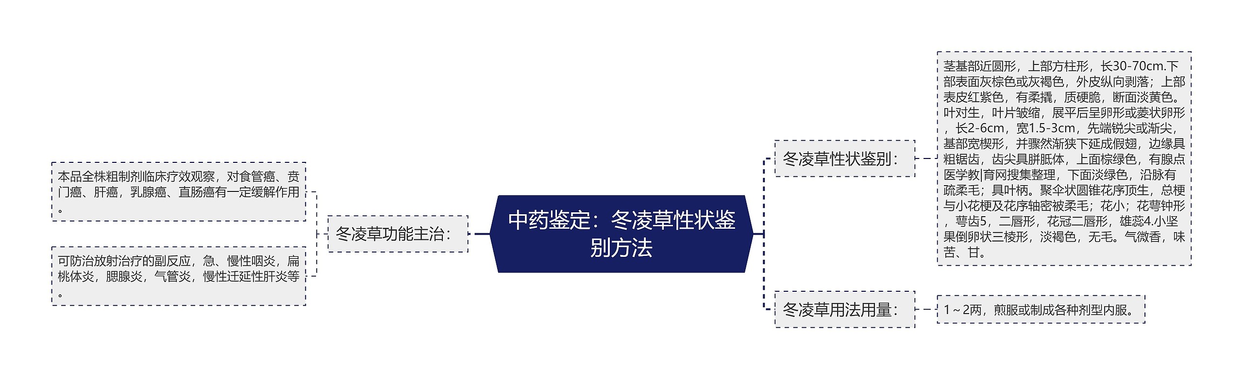 中药鉴定：冬凌草性状鉴别方法思维导图