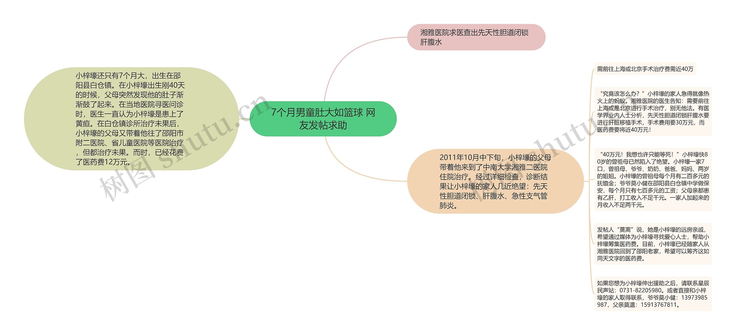 7个月男童肚大如篮球 网友发帖求助思维导图