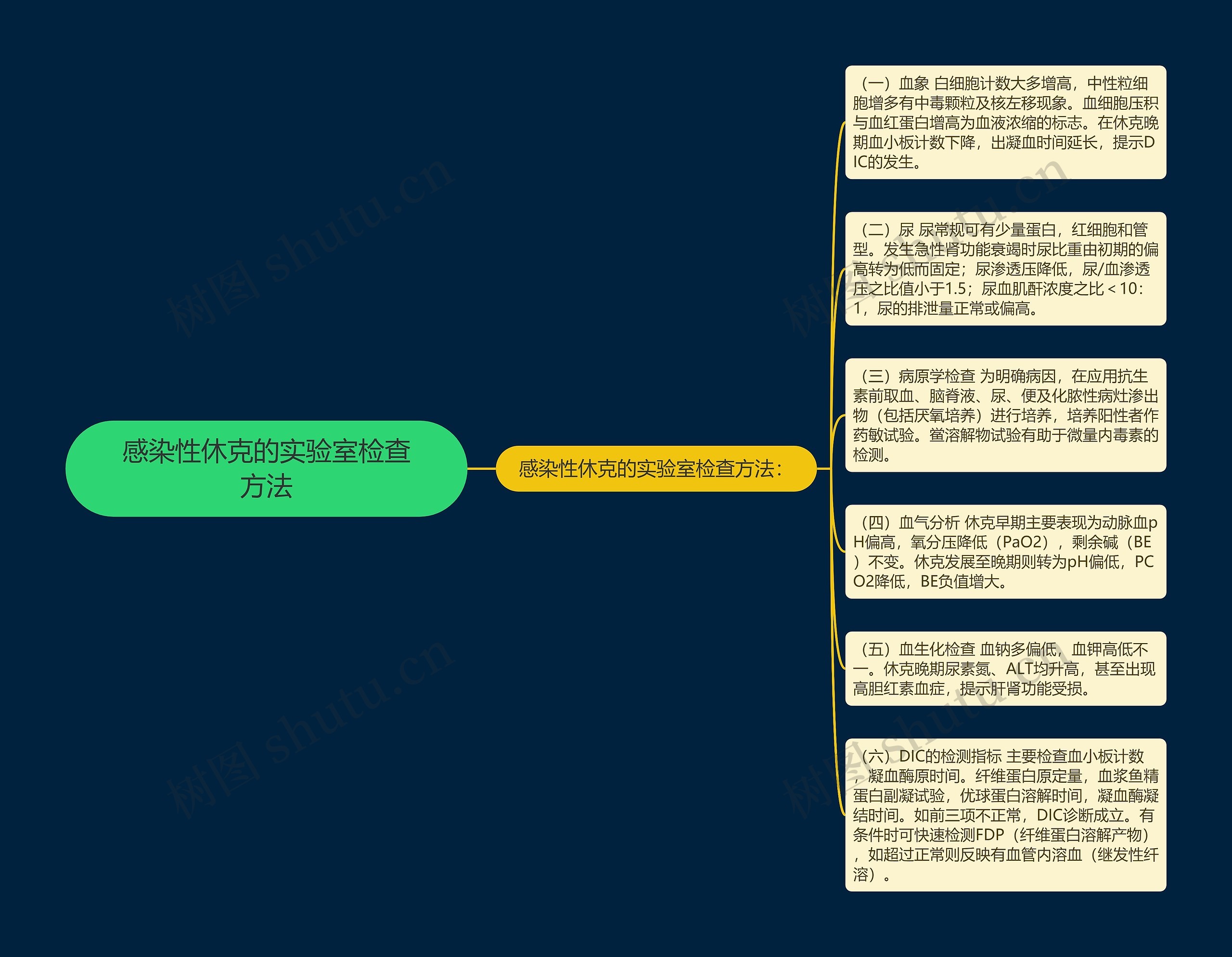 感染性休克的实验室检查方法思维导图