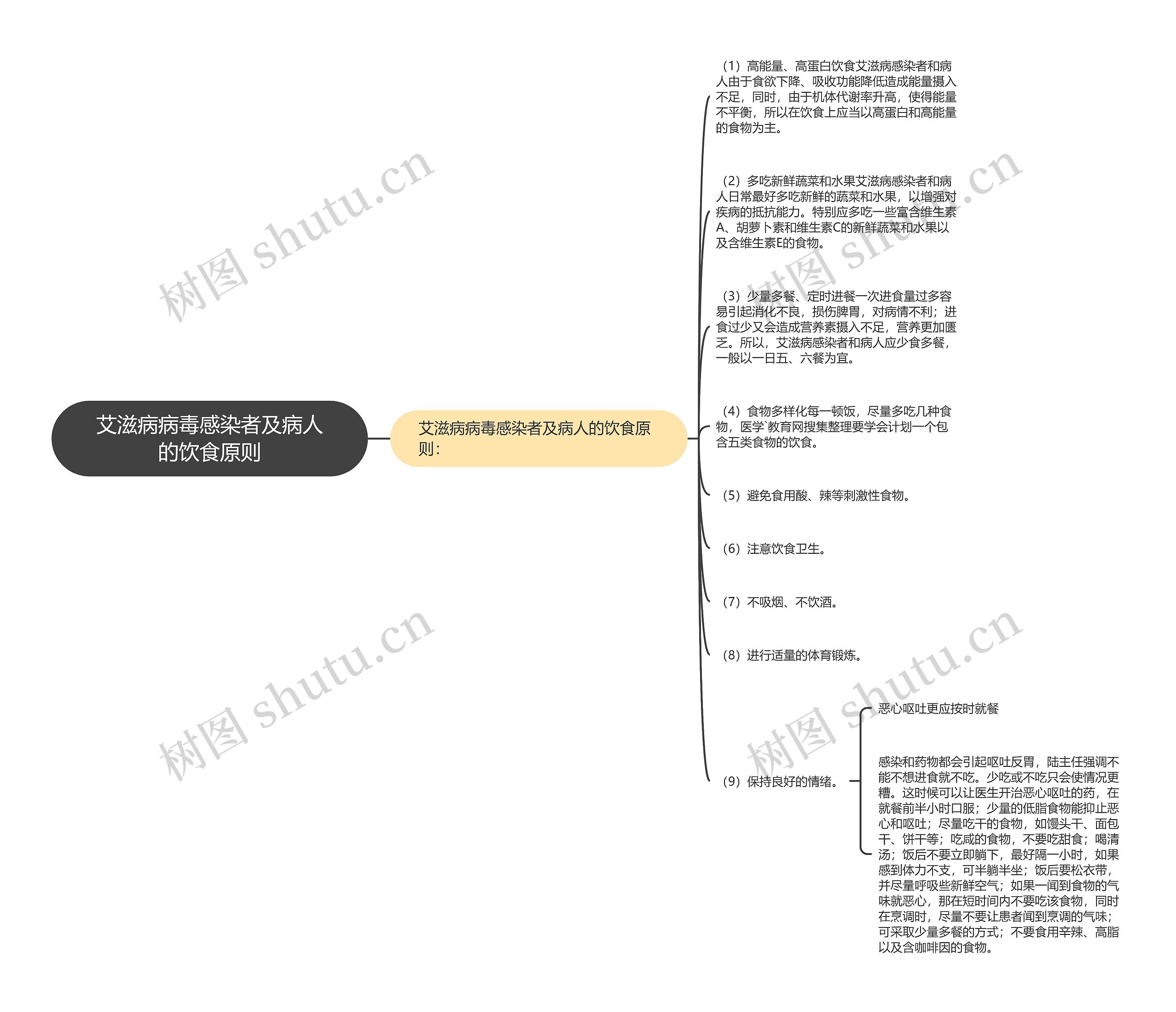 艾滋病病毒感染者及病人的饮食原则思维导图