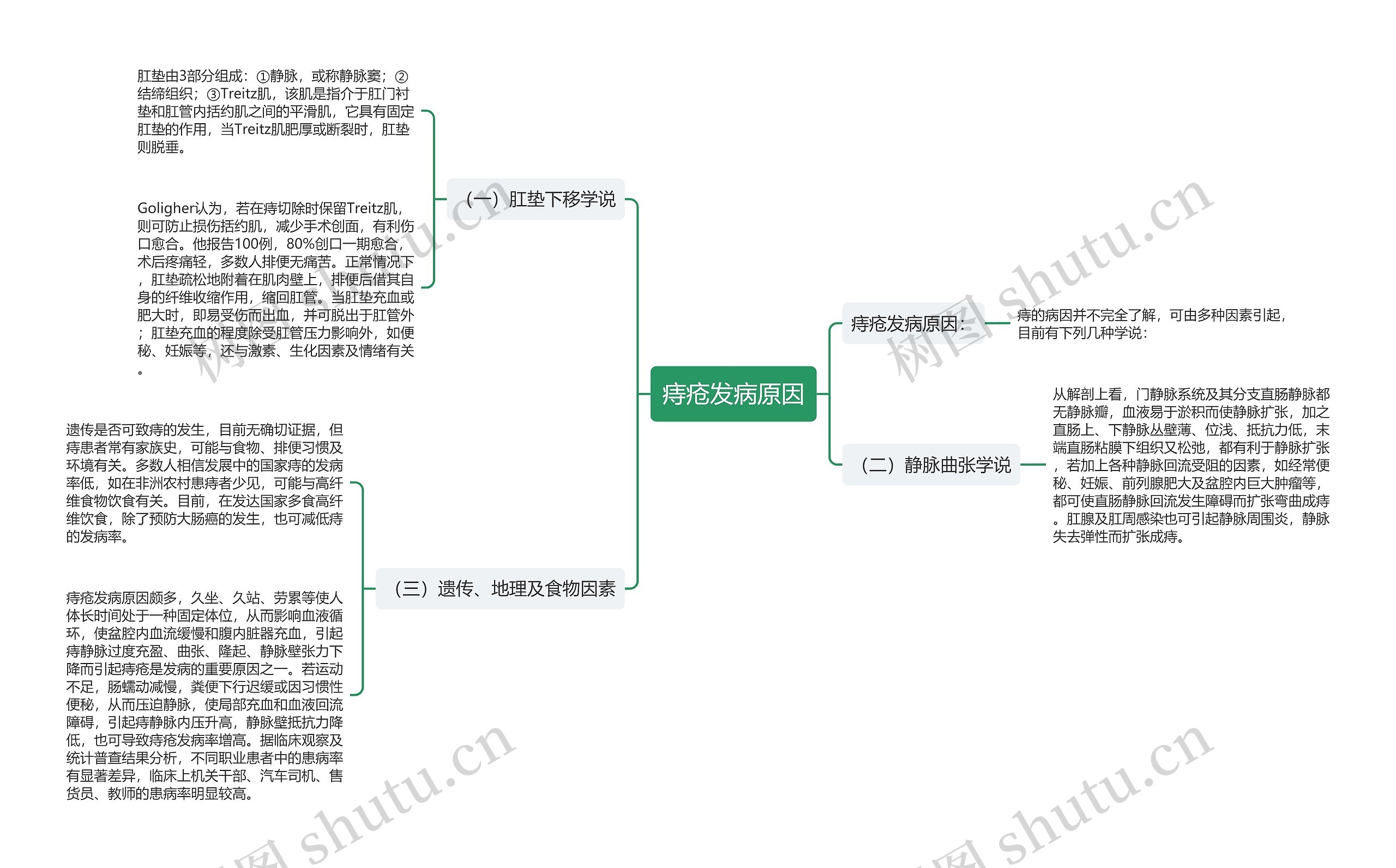 痔疮发病原因思维导图