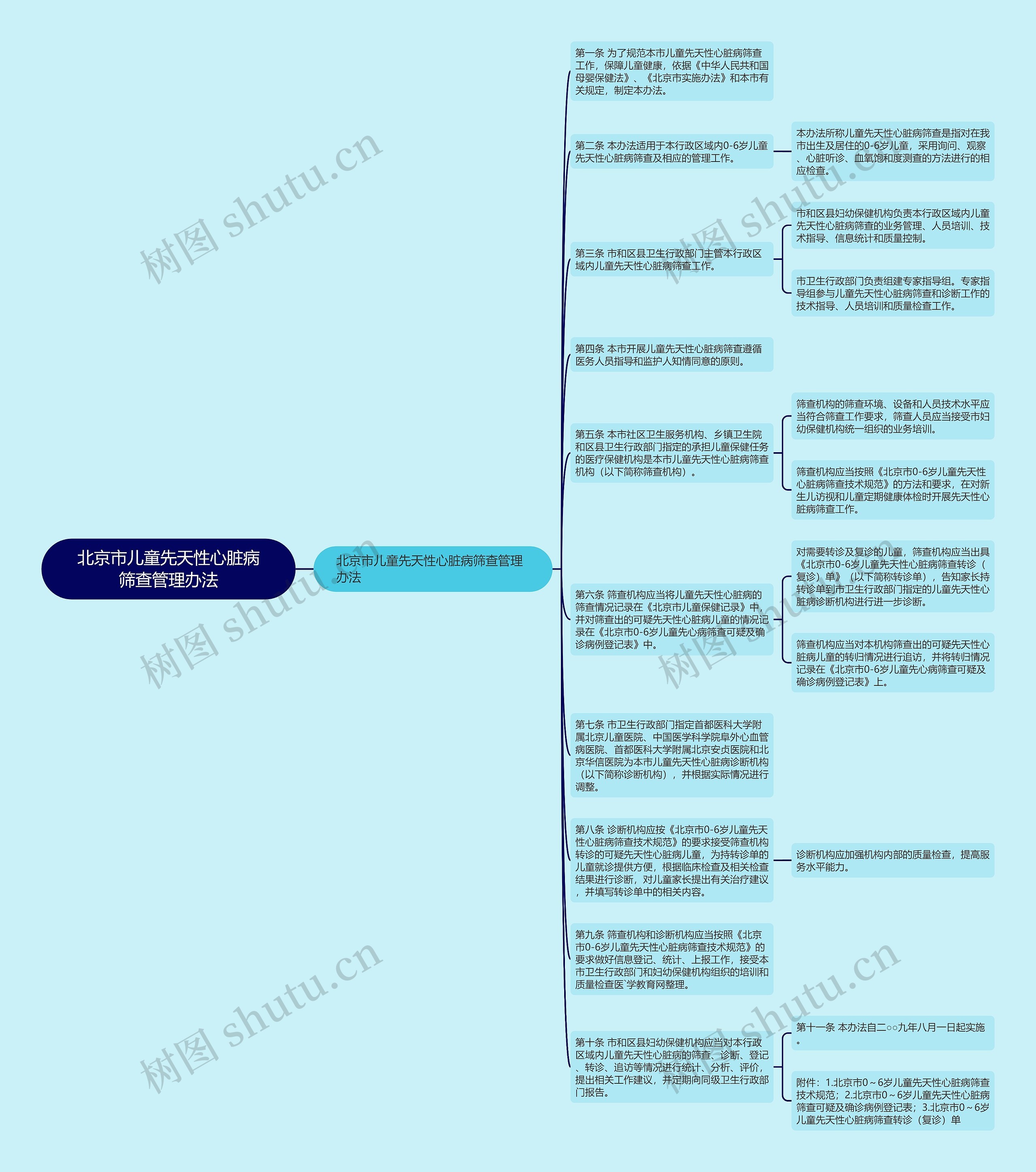 北京市儿童先天性心脏病筛查管理办法思维导图