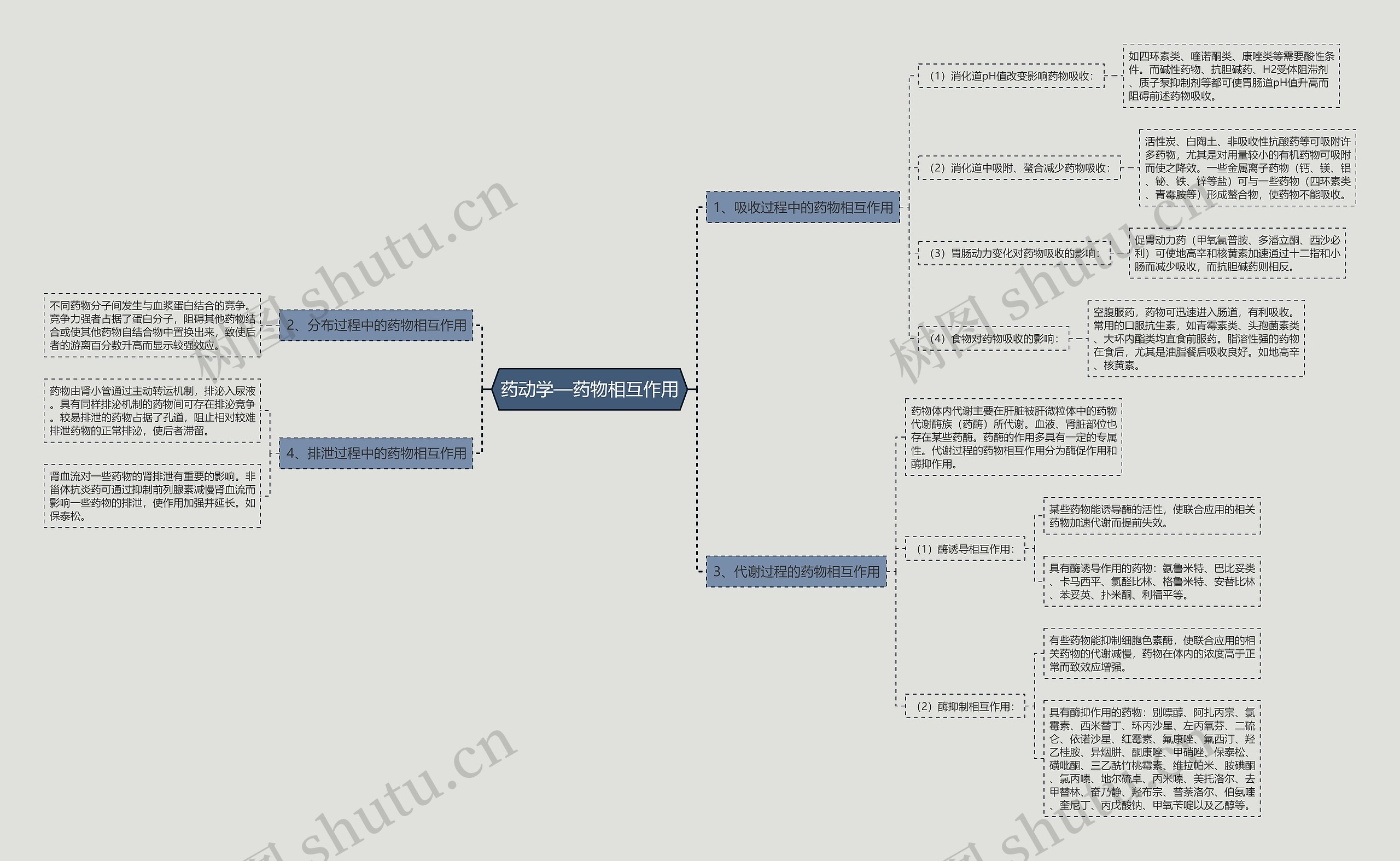 药动学—药物相互作用思维导图