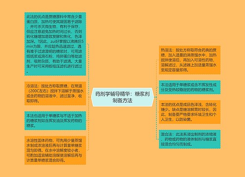 药剂学辅导精华：糖浆剂制备方法