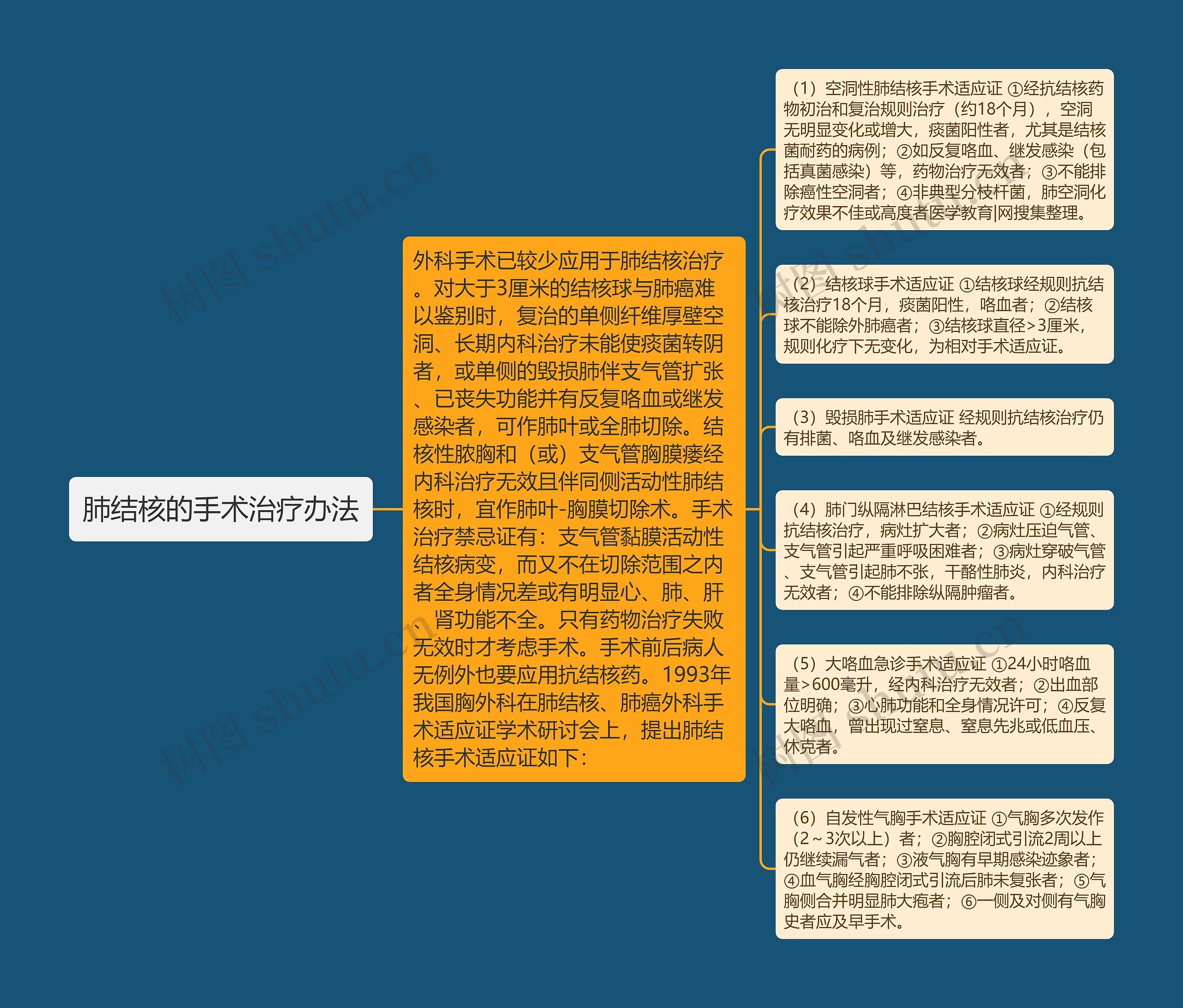 肺结核的手术治疗办法思维导图