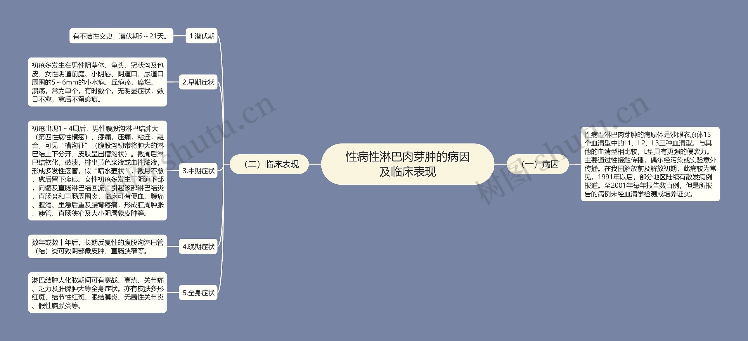 性病性淋巴肉芽肿的病因及临床表现思维导图