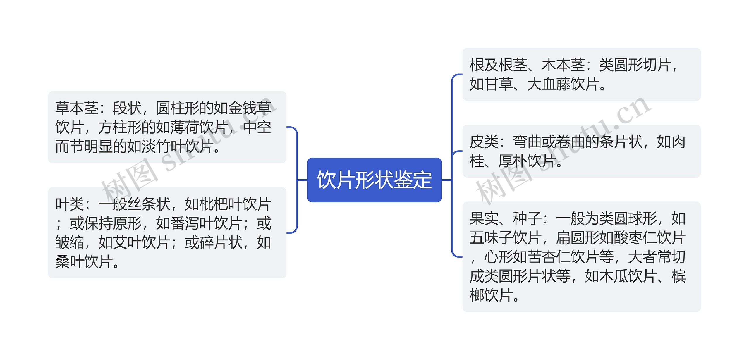 饮片形状鉴定思维导图