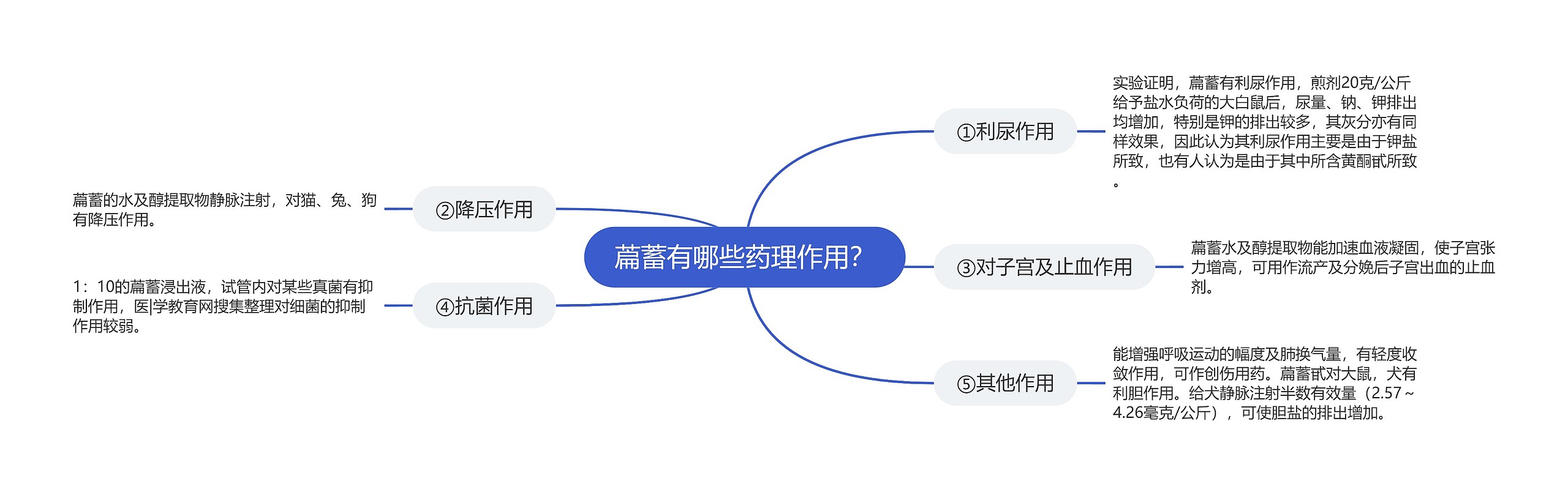 萹蓄有哪些药理作用？思维导图