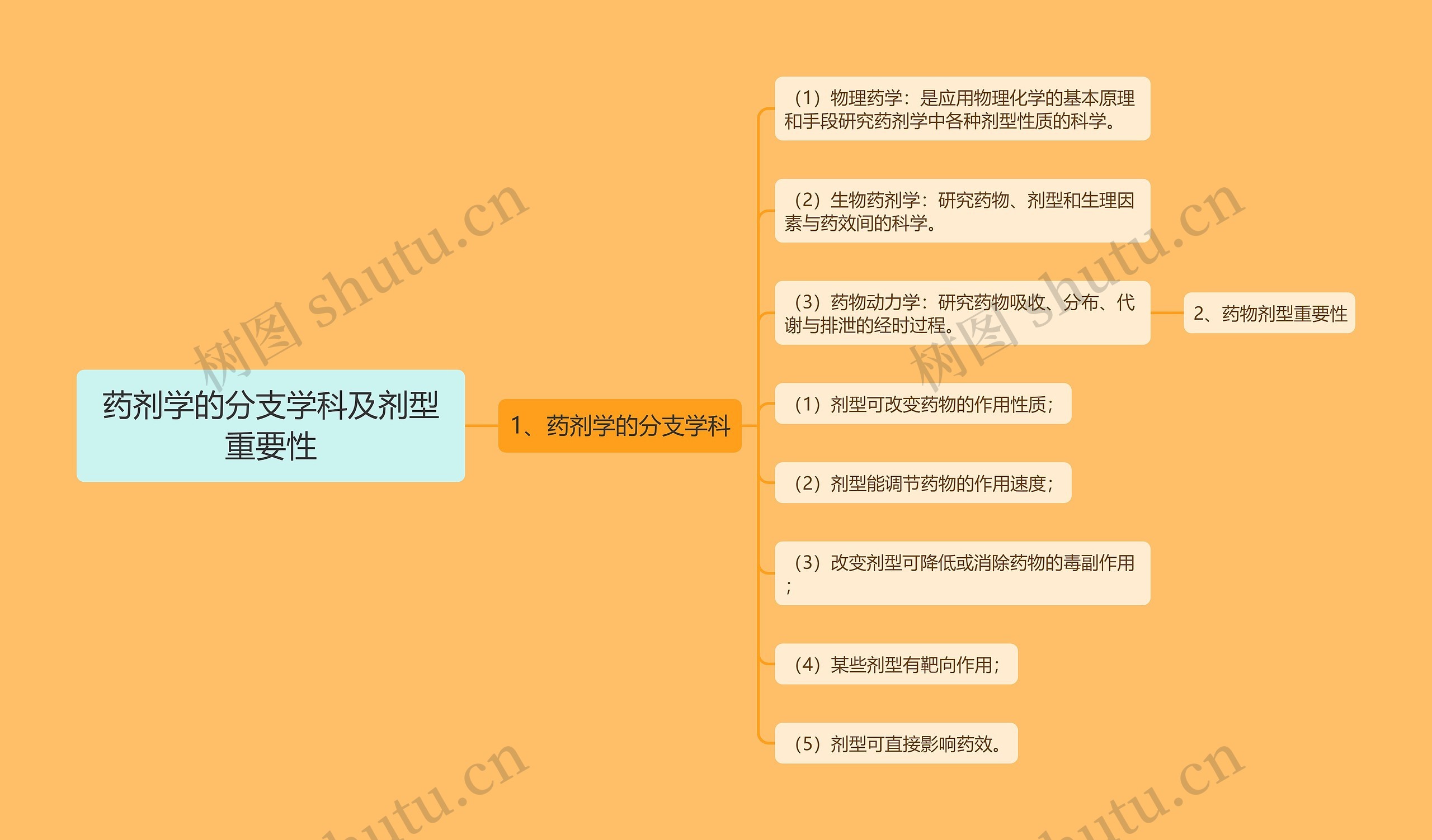 药剂学的分支学科及剂型重要性思维导图