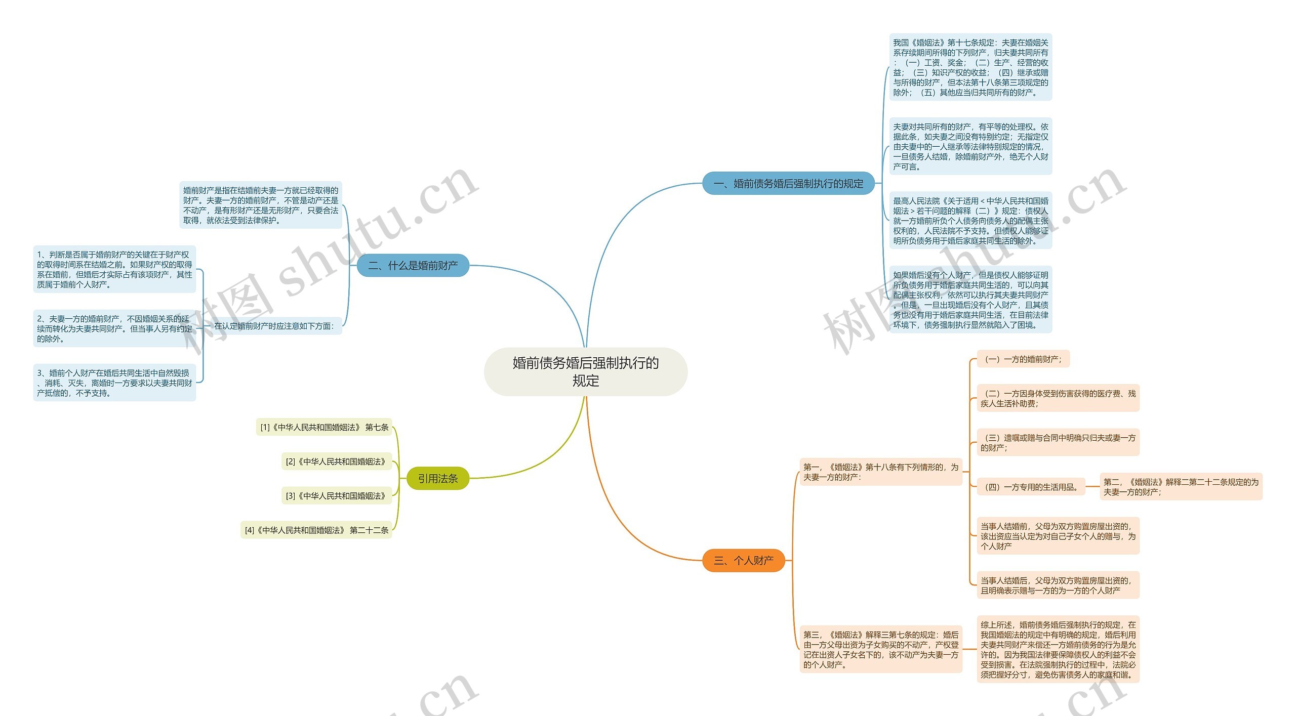 婚前债务婚后强制执行的规定思维导图