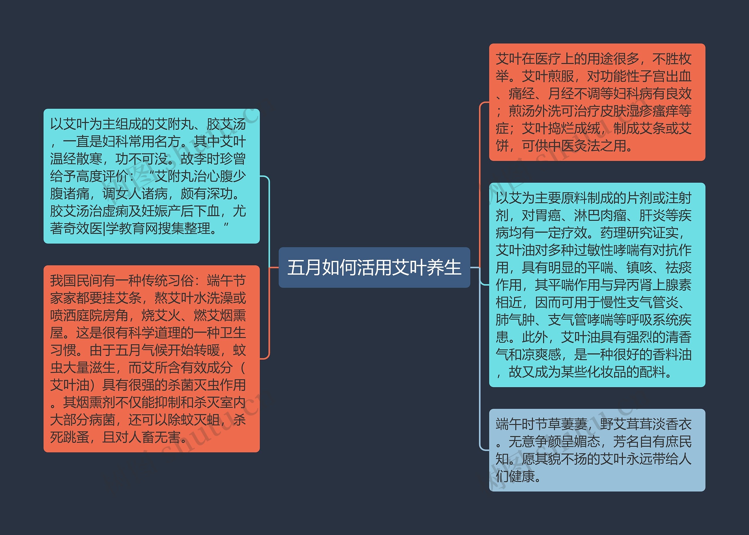 五月如何活用艾叶养生思维导图