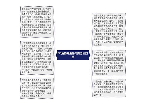 90后的养生秘籍需分清四季