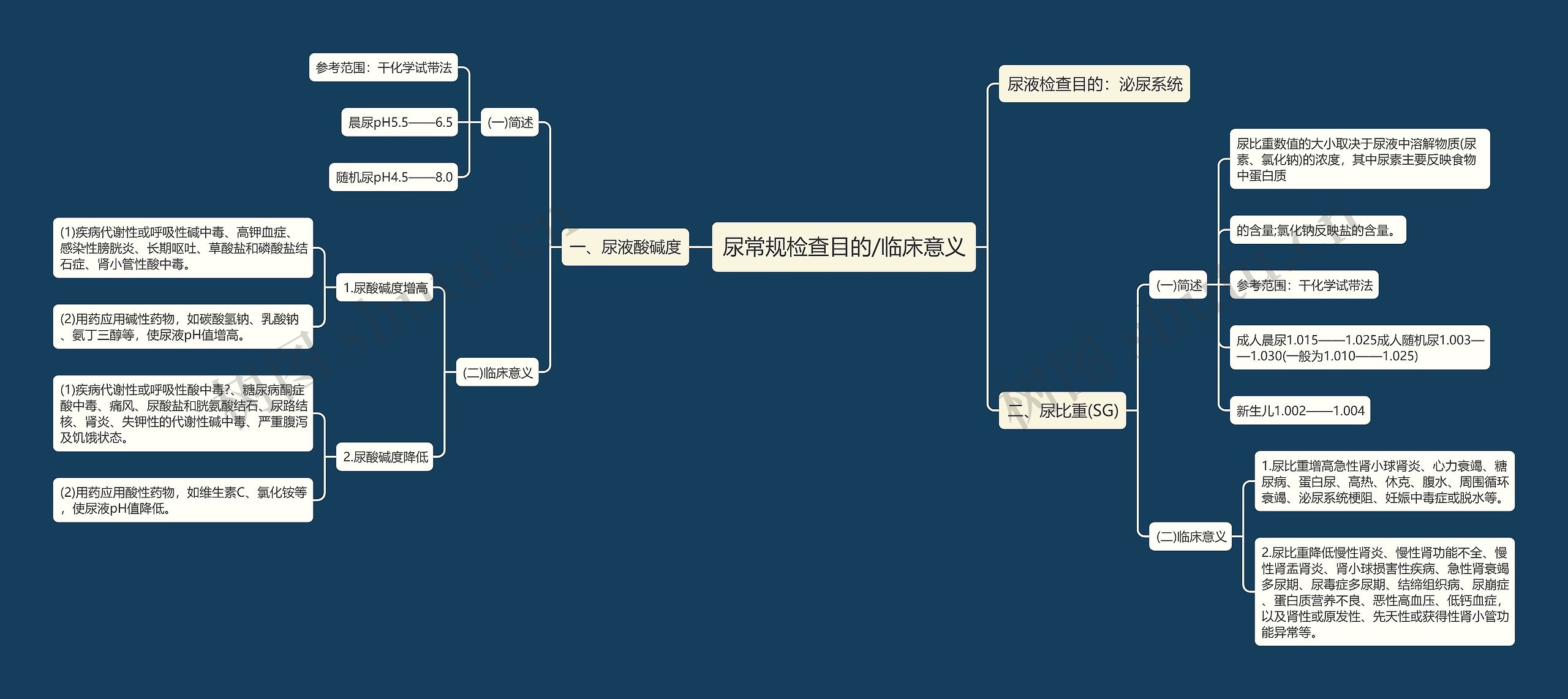尿常规检查目的/临床意义思维导图