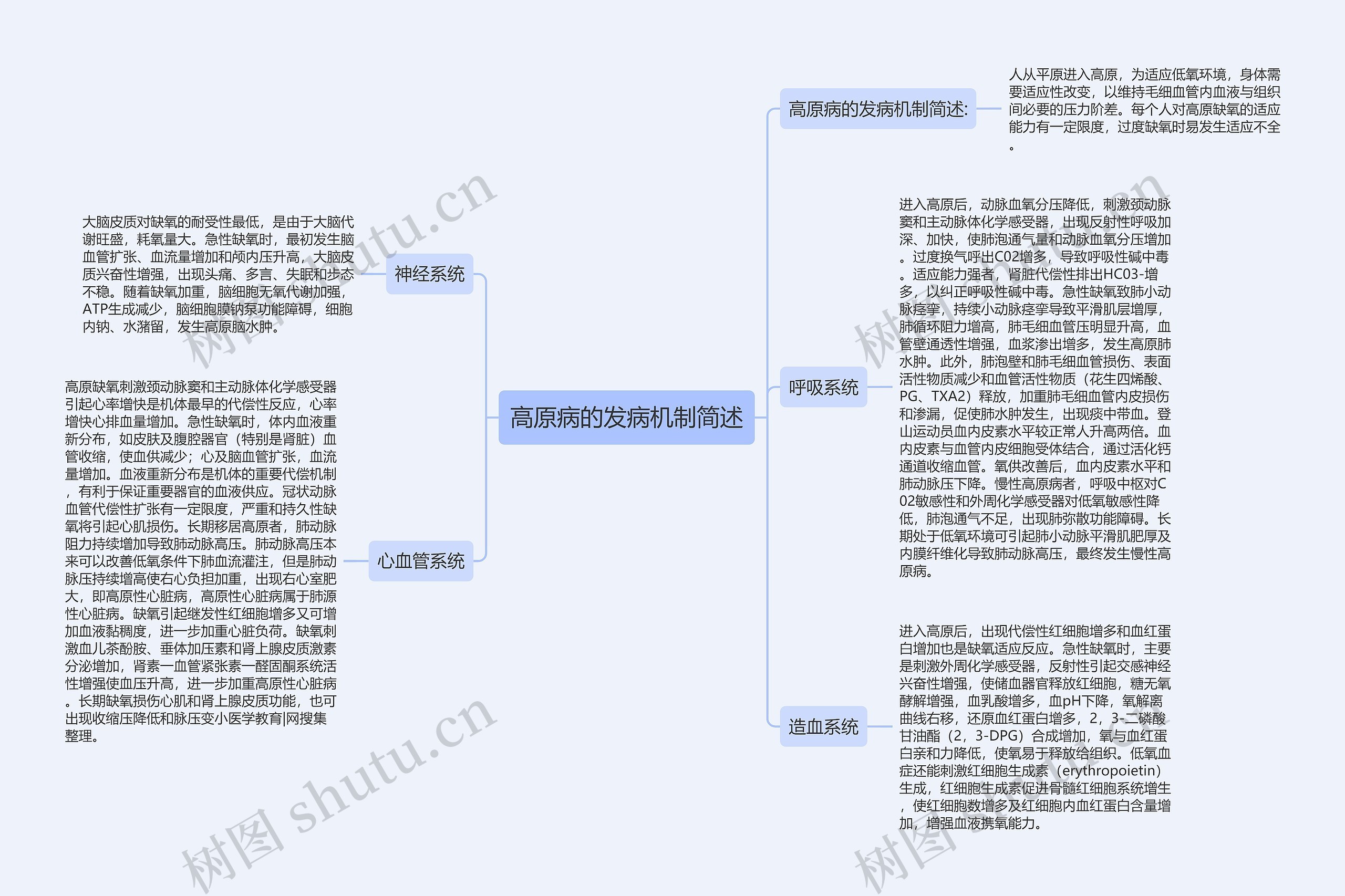 高原病的发病机制简述思维导图