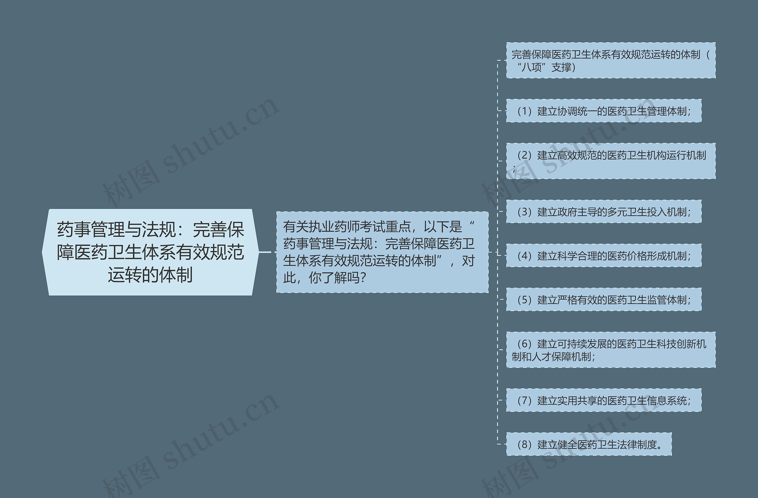 药事管理与法规：完善保障医药卫生体系有效规范运转的体制思维导图