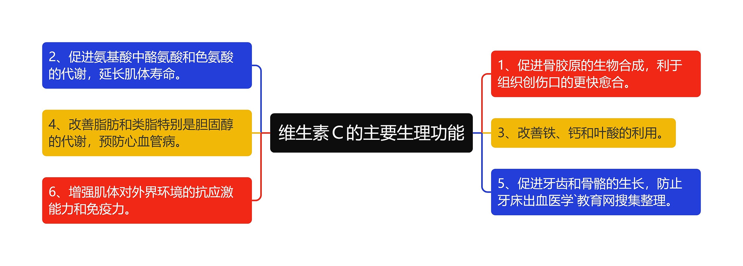 维生素Ｃ的主要生理功能思维导图