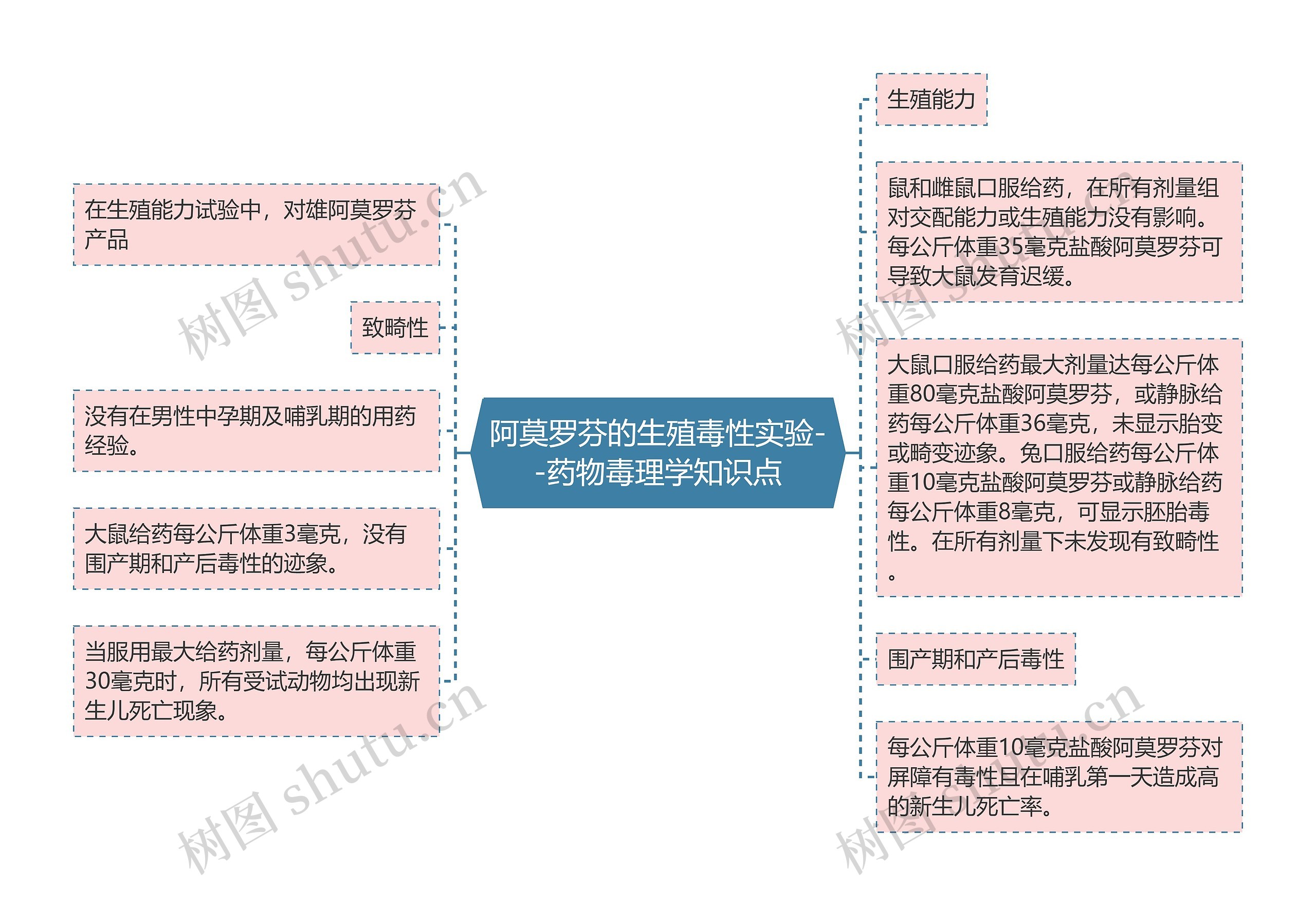 阿莫罗芬的生殖毒性实验--药物毒理学知识点思维导图