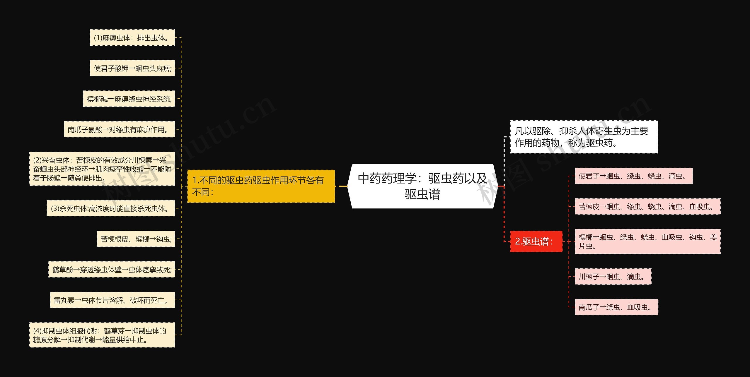 中药药理学：驱虫药以及驱虫谱思维导图