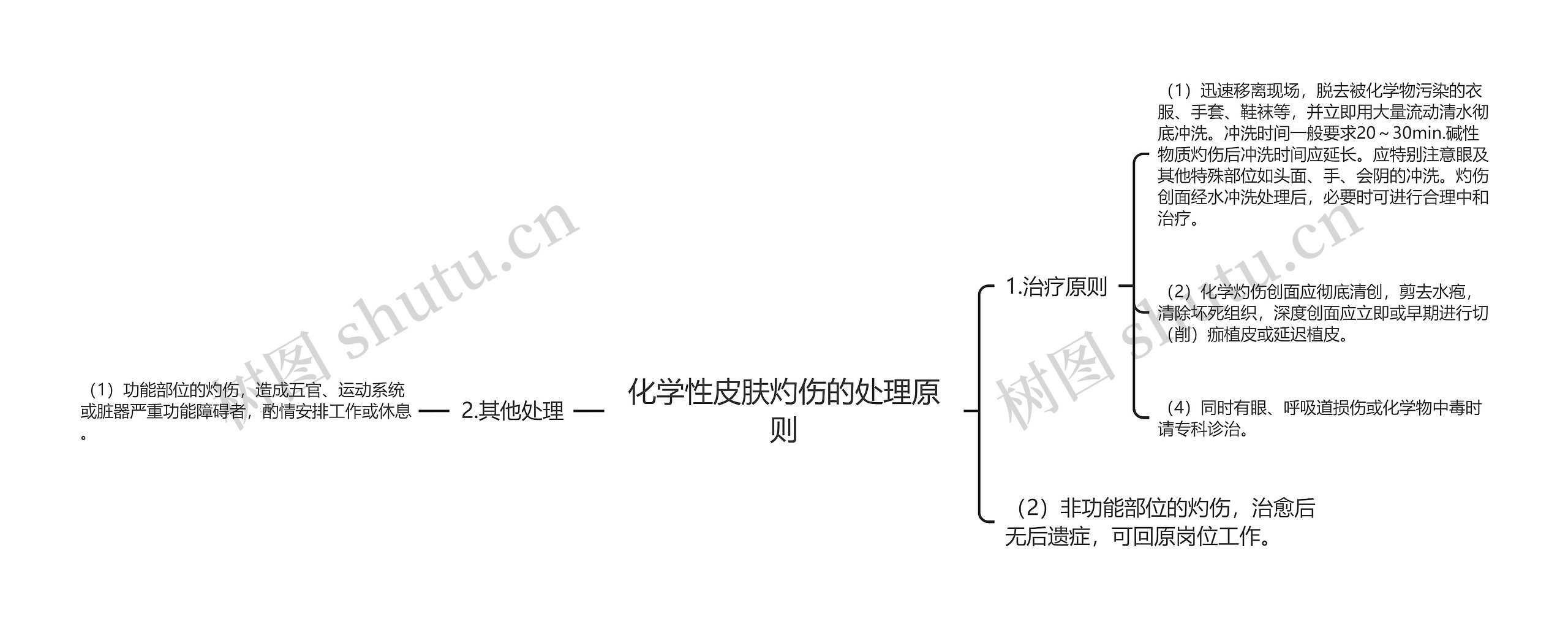 化学性皮肤灼伤的处理原则思维导图