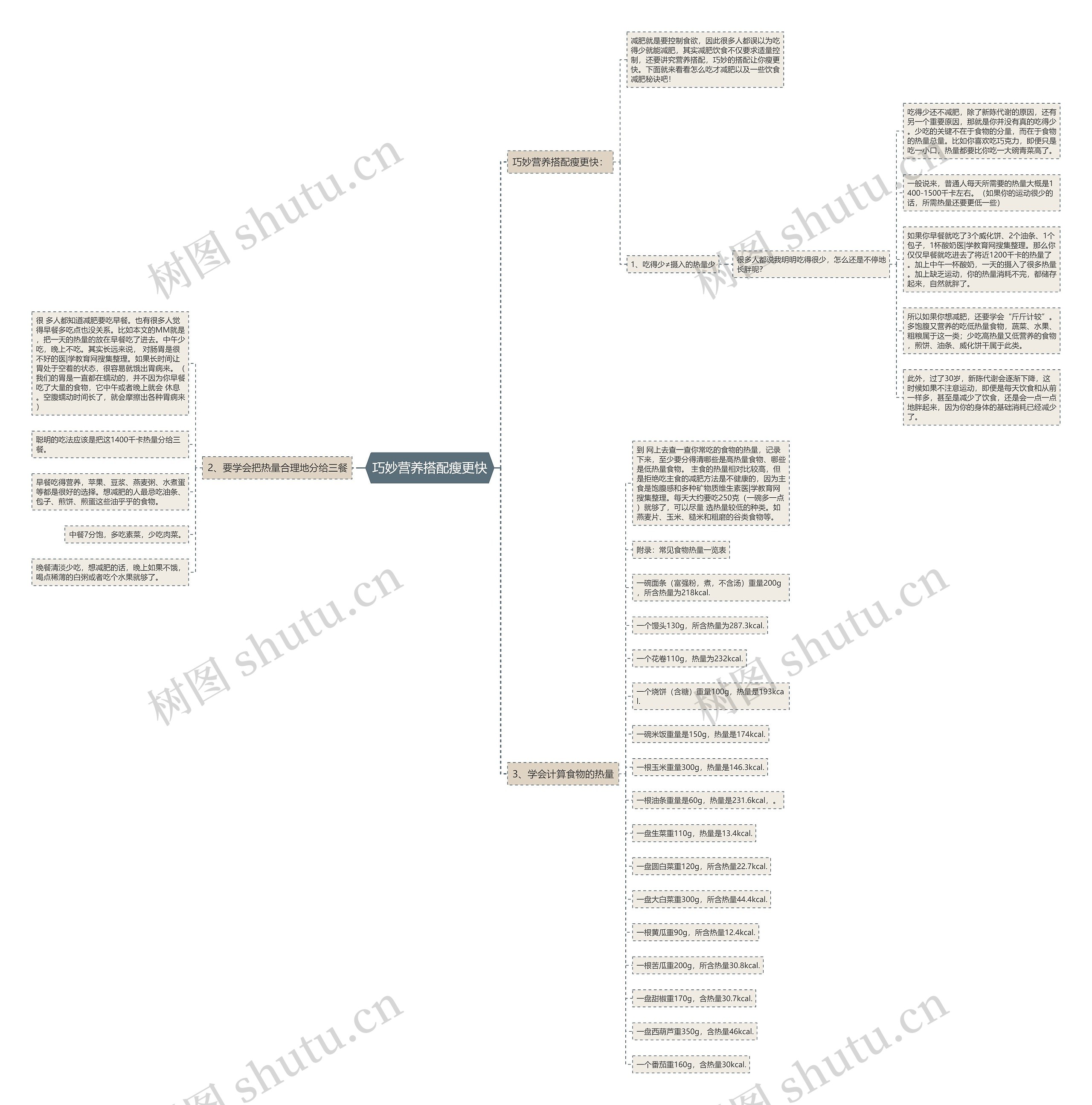 巧妙营养搭配瘦更快思维导图