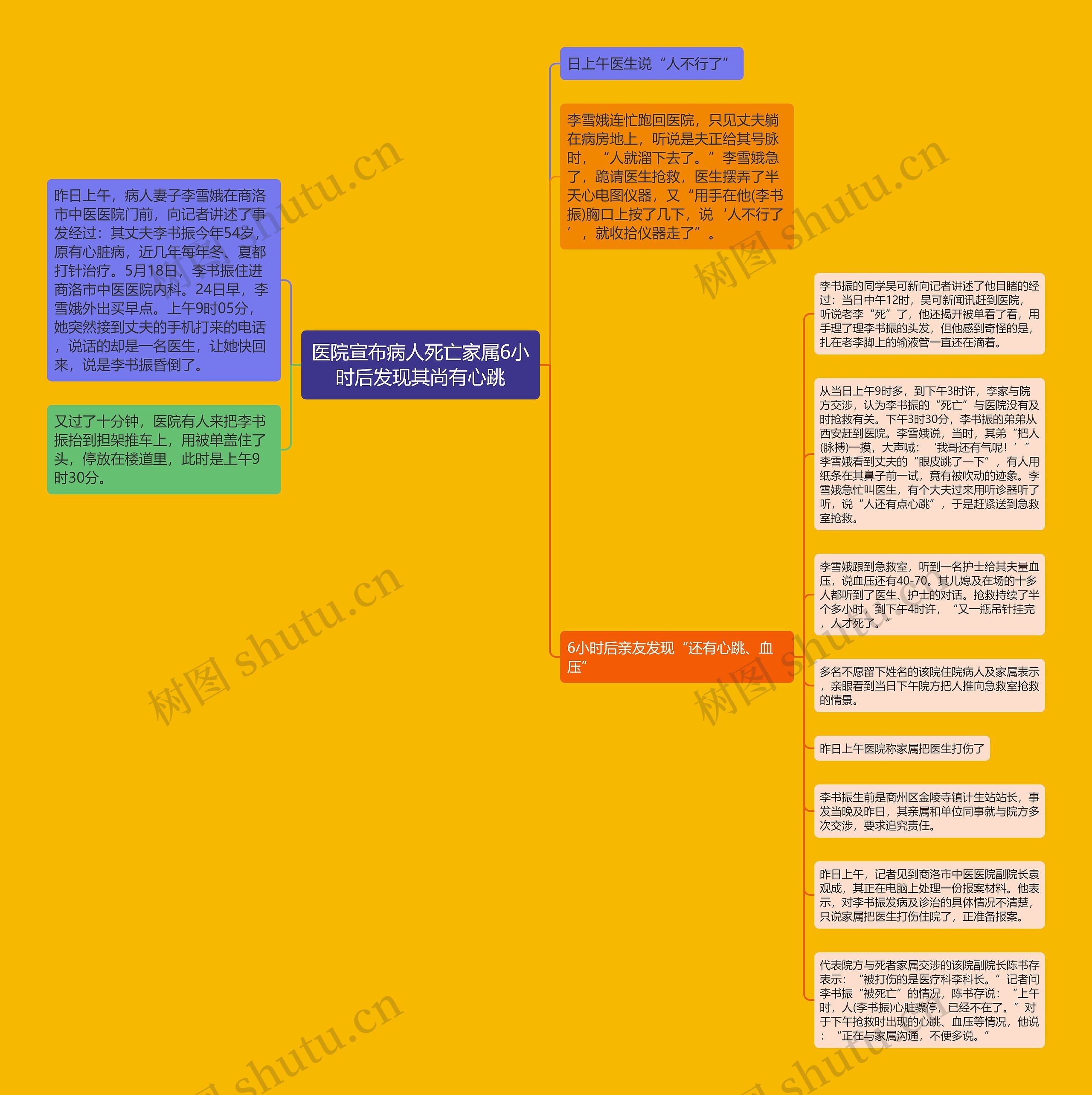 医院宣布病人死亡家属6小时后发现其尚有心跳思维导图