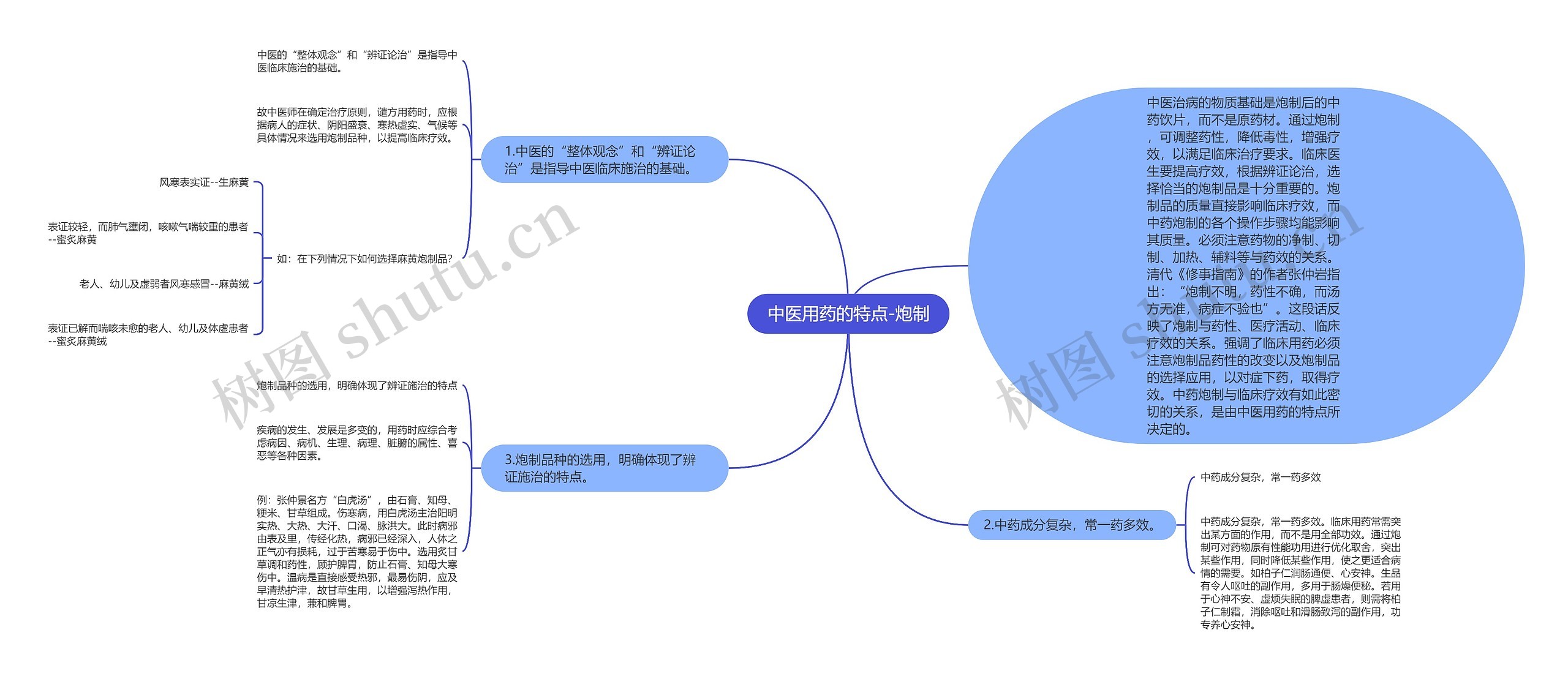 中医用药的特点-炮制思维导图