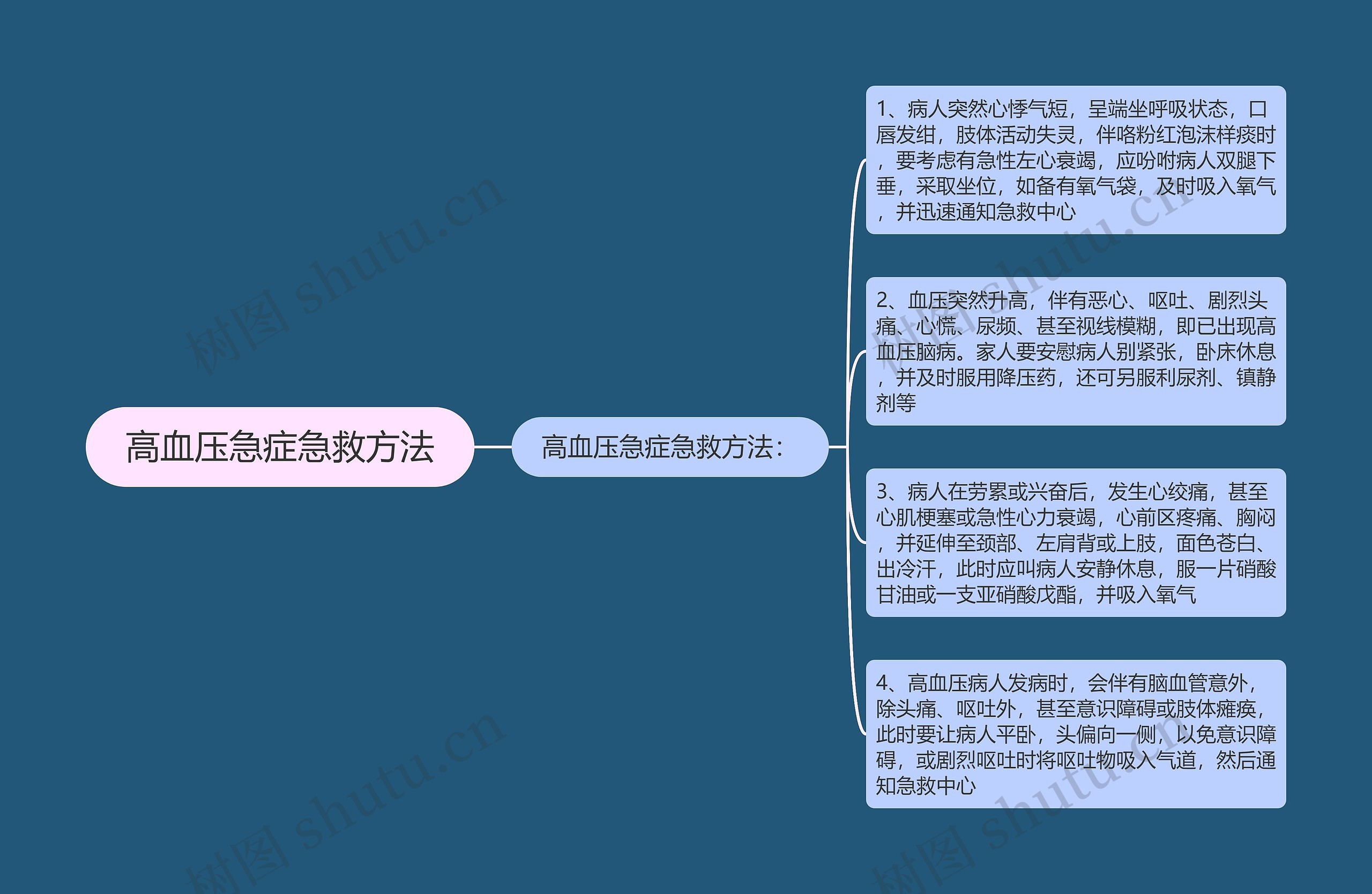 高血压急症急救方法思维导图