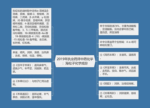 2019年执业药师中药化学：海松子化学成份