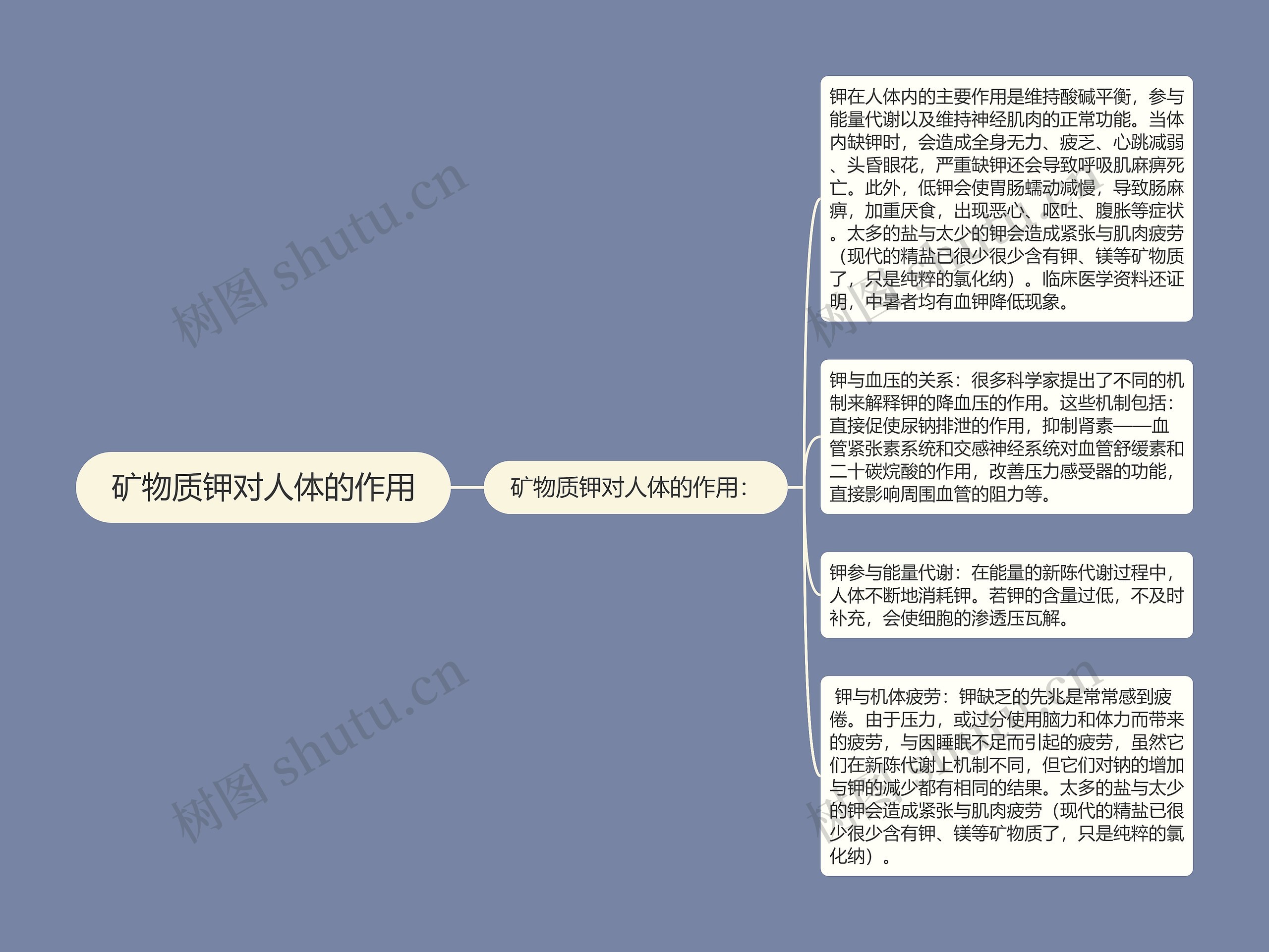 矿物质钾对人体的作用思维导图