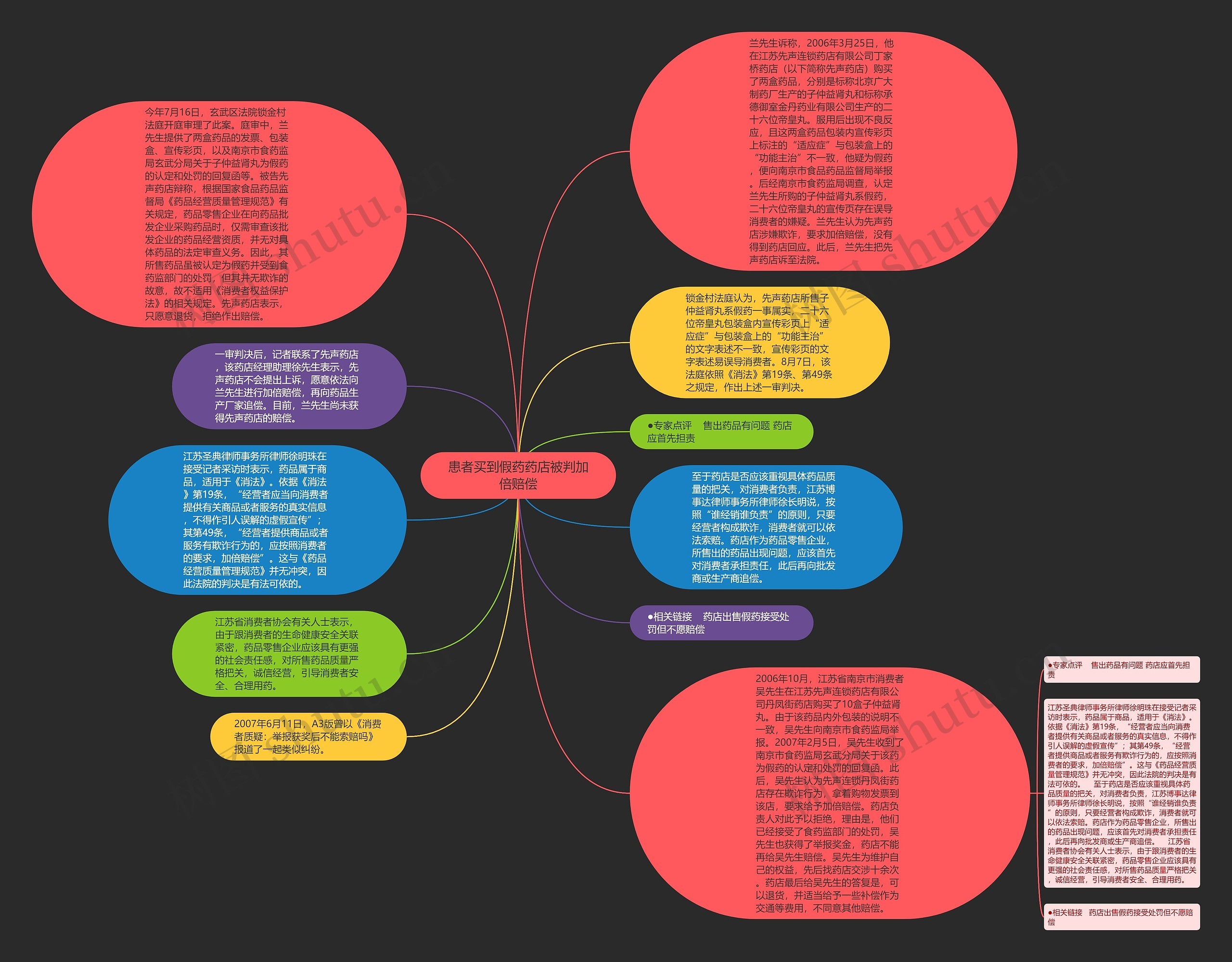 患者买到假药药店被判加倍赔偿思维导图